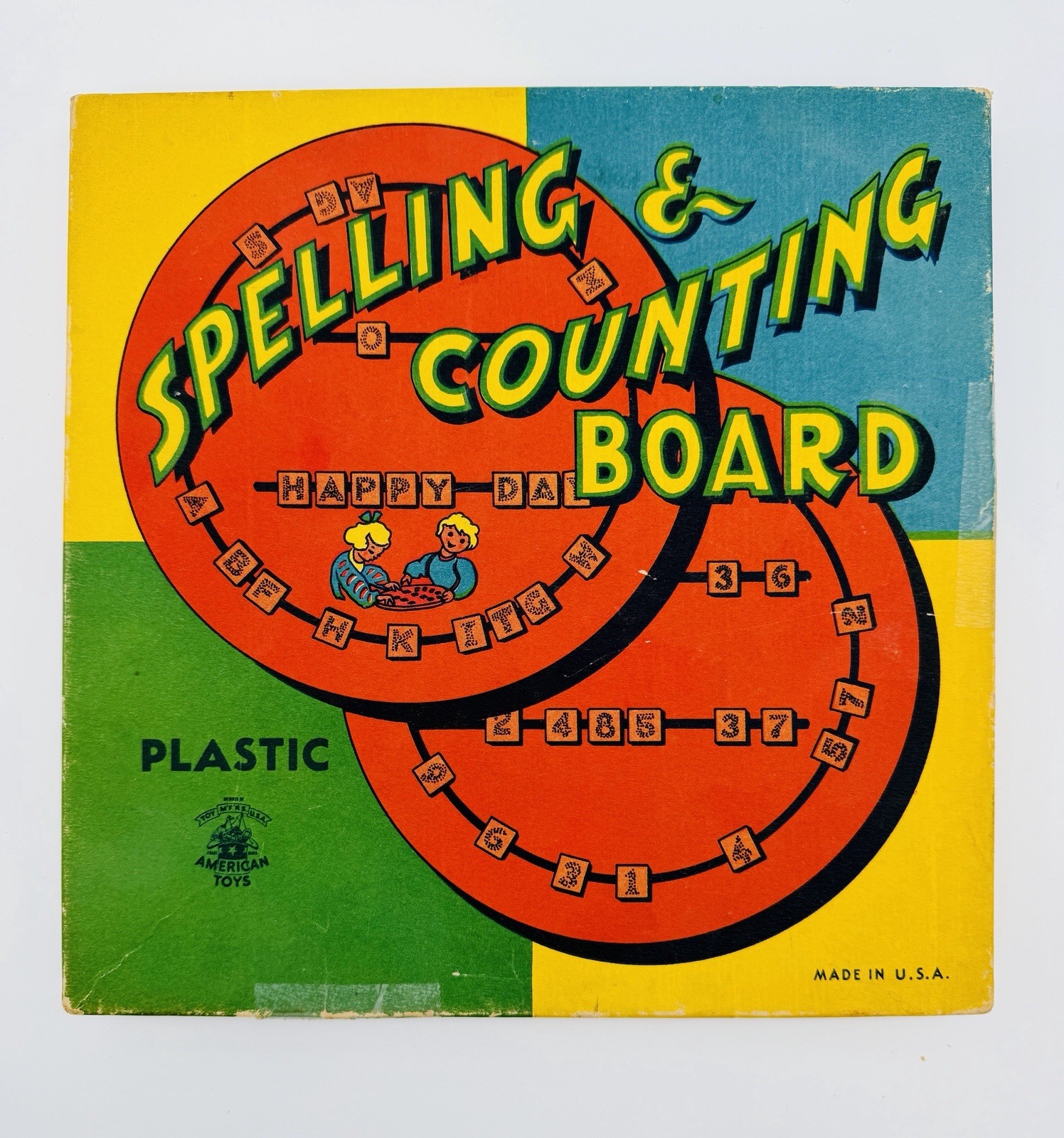 Spelling & Counting Board Alphabet Numbers by American Toys Made In USA Plastic