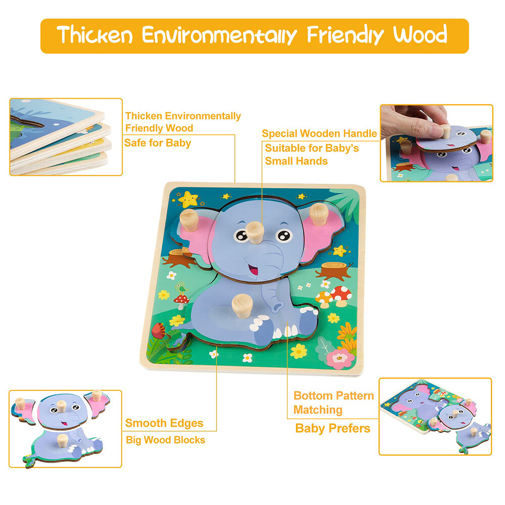 4 Pcs Wooden Toddler Puzzles Puzzles Gifts Toys Kid Learning Educational Toys