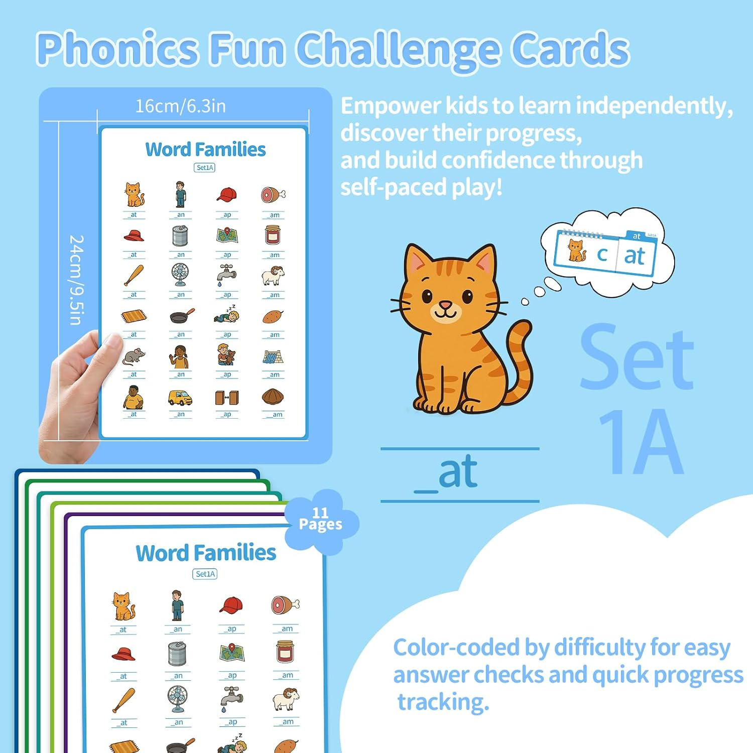 Phonics Flash Cards & Word Family Build Book Fun Kids Flip Books | 40 Phonics Fl