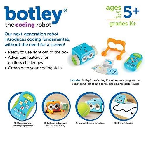 Coding Robot STEM Toy 80 Step Programming Screen Free 45 Piece Set Kids