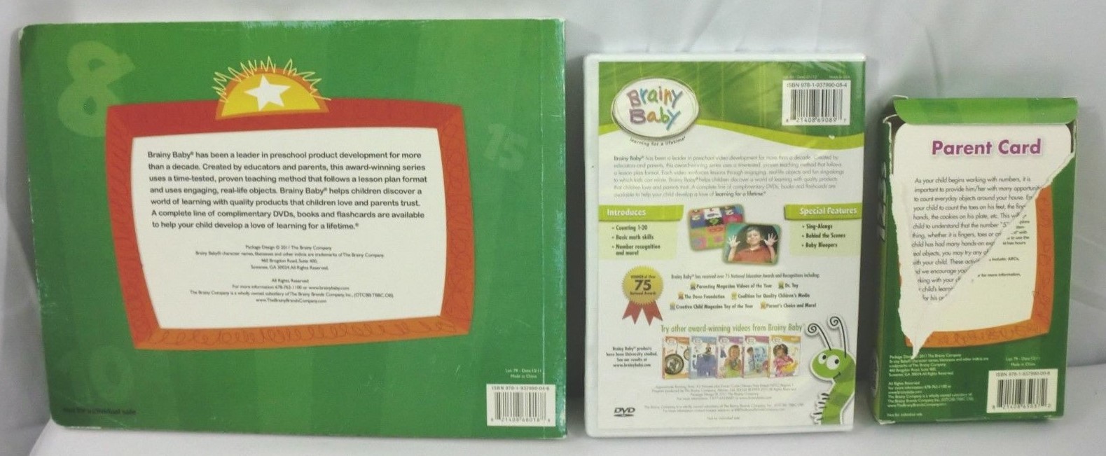 Brainy BABY 123’s ~ Book ~ Flash Cards ~ DVD (New-Sealed)
