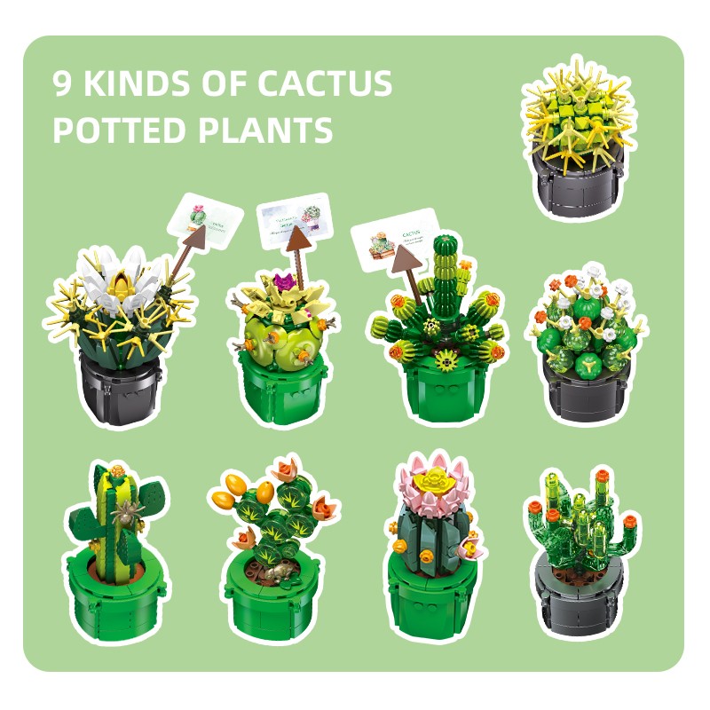 Cactus Potted Plant Set 9 Sets Building Blocks Creative Toy