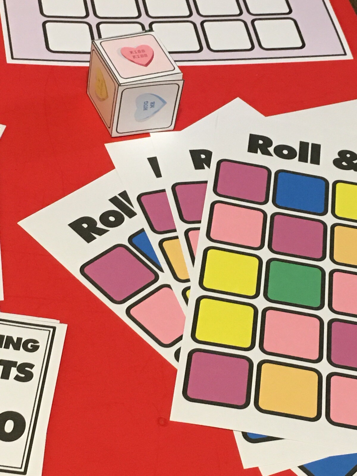Valentine Hearts Roll & Cover Game (4 Players) – Laminated – Pre school K5