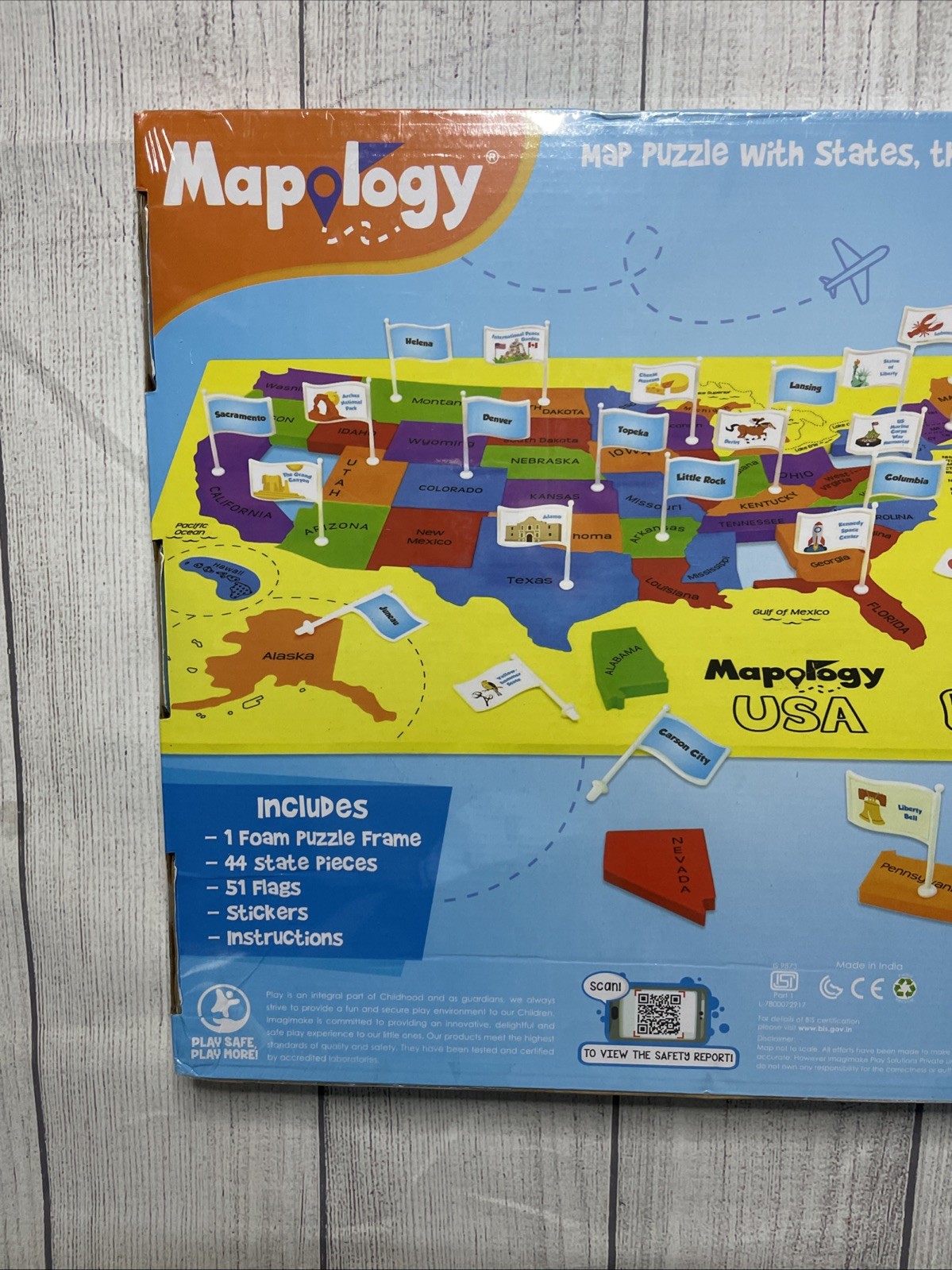 Mapology USA States with Their Capitals, Foam Jigsaw Puzzle & Flags Sealed New!