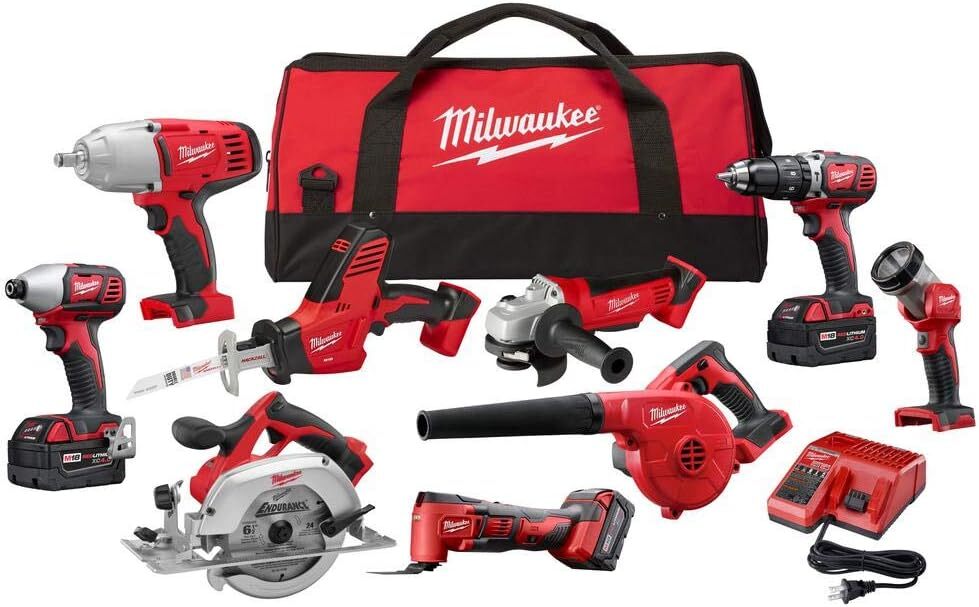 MILWAUKEE M18 18-Volt Lithium-Ion Cordless 9-Tool Combo Kit with 3 4.0 Ah