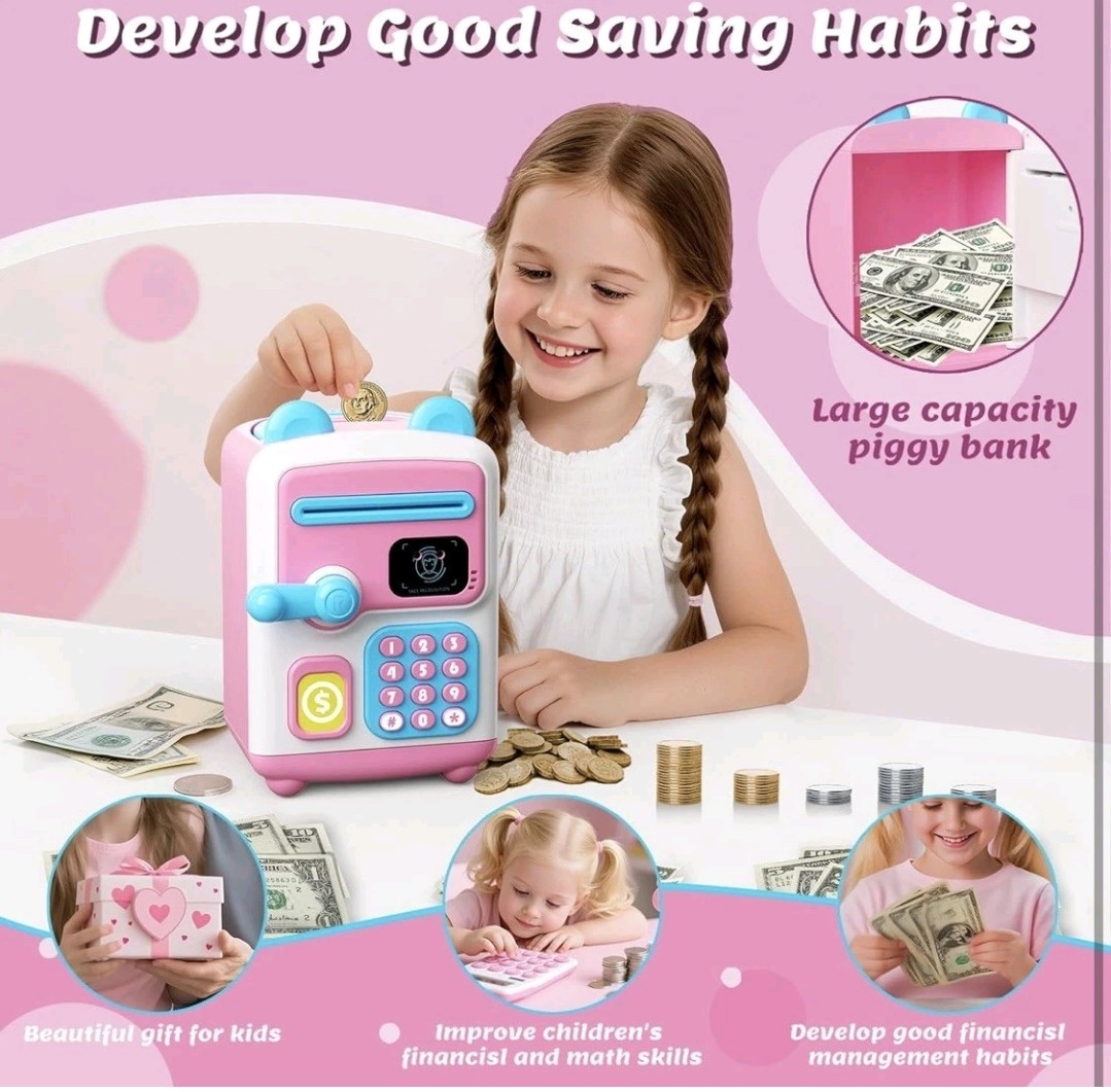 JU-YE Face Recognition Money Box NO.7013A PINK Plastic Piggy Bank-NEW