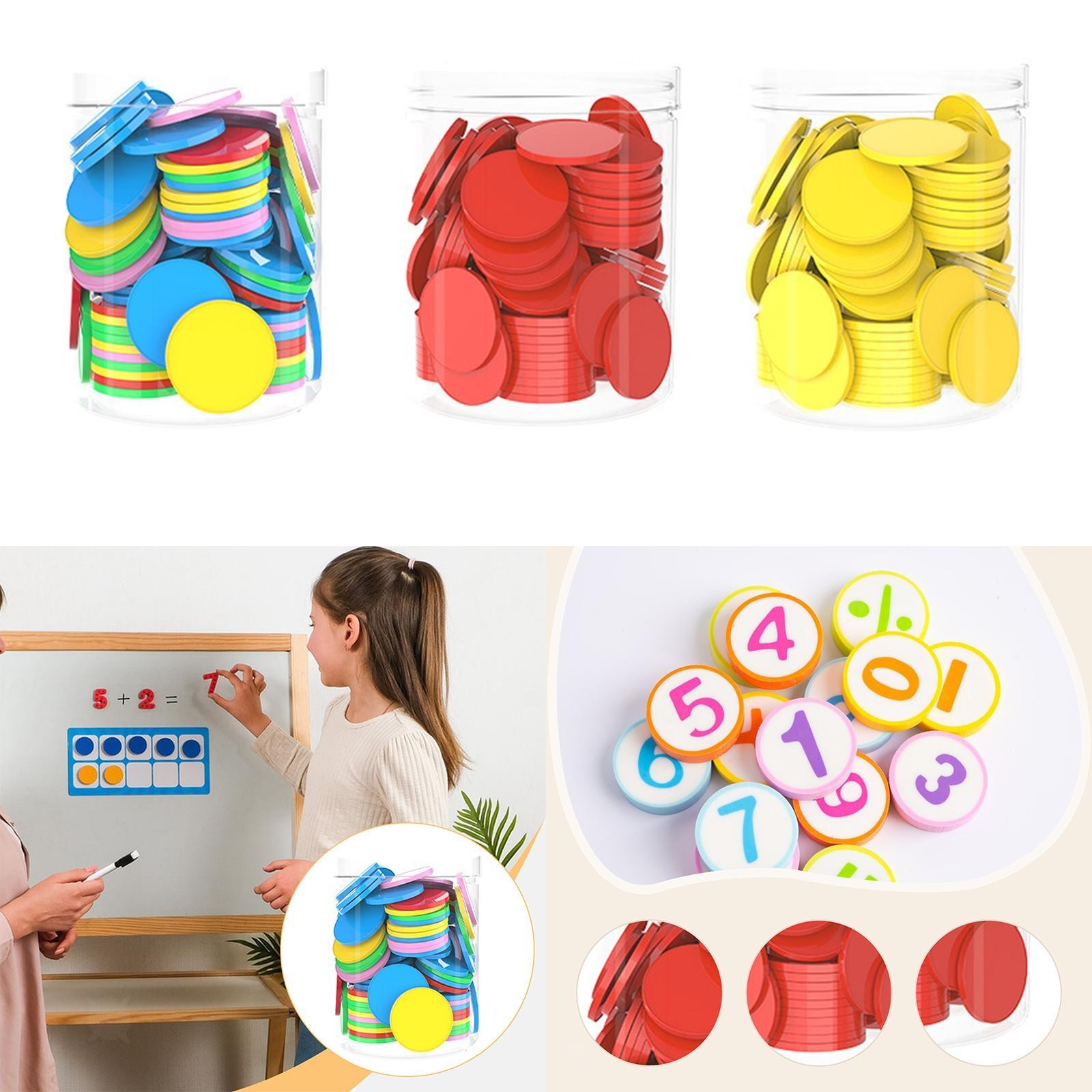 1 inch Math Manipulatives Counting Chips Discs Multifunctional Sturdy 100 x