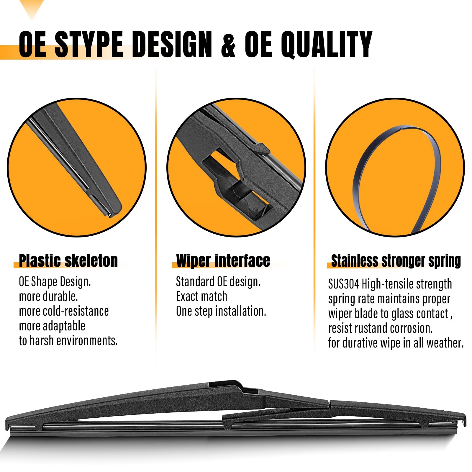 AUTOBOO 12 Inch Rear Wiper Blade Replacement for Toyota Rav4 2001-2023 12″(A)