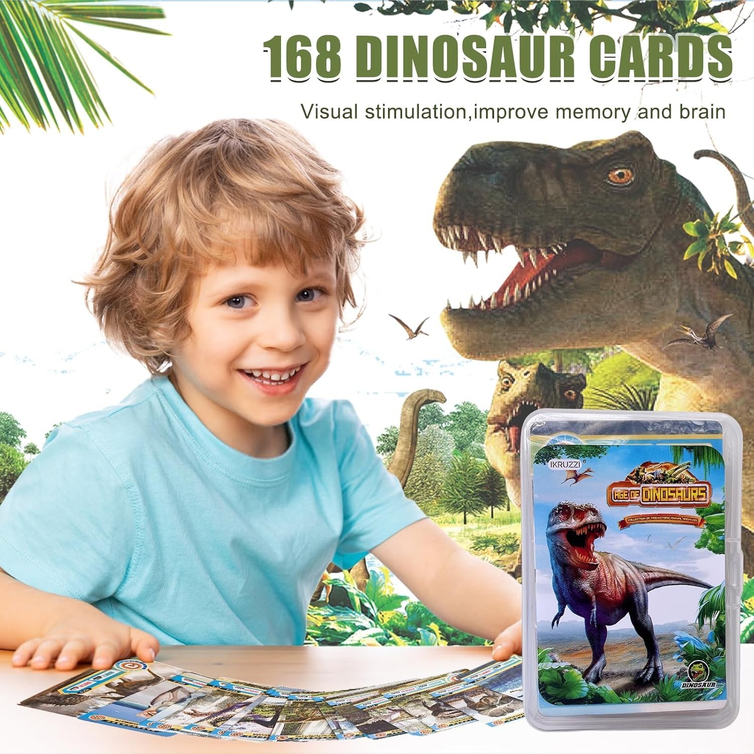 Dinosaur Flash Cards, 42 PCS Collectible Dinosaur Trading Cards for Kids, Prehis