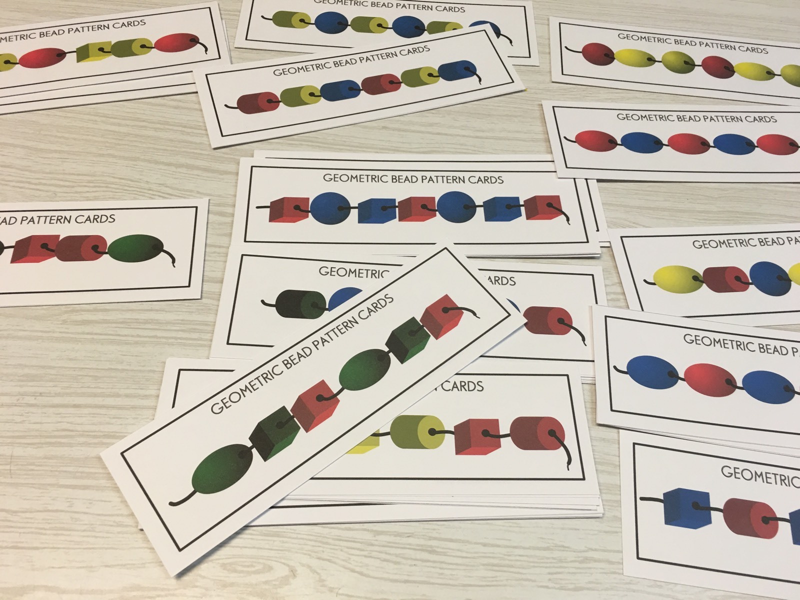 Geometric Bead Pattern Cards – 40 Laminated Card – Pre-school- Kindergarten