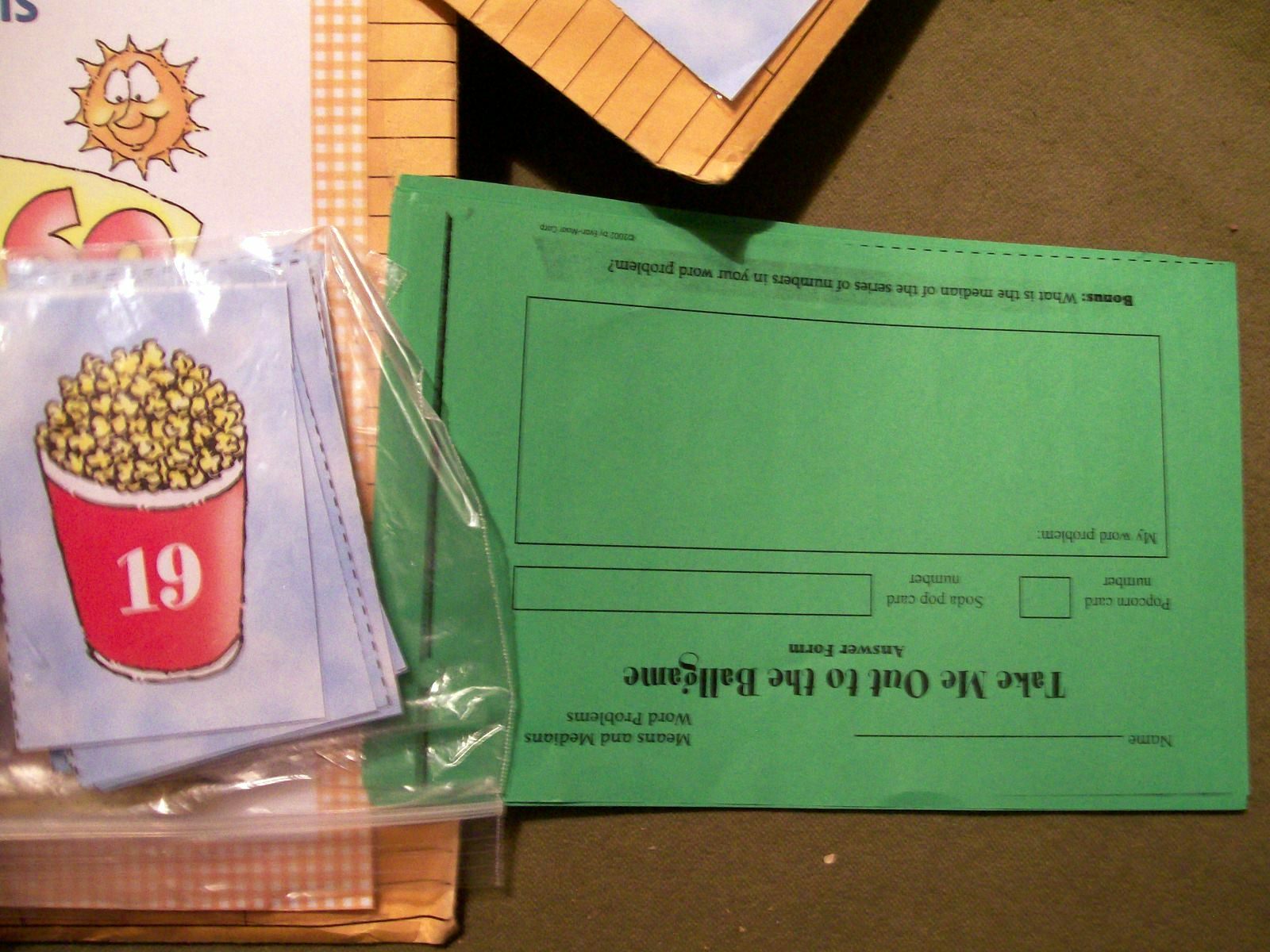 15 Individual Math/Word Problem Games Grades 1-6 Fractions, Geometry, Time……
