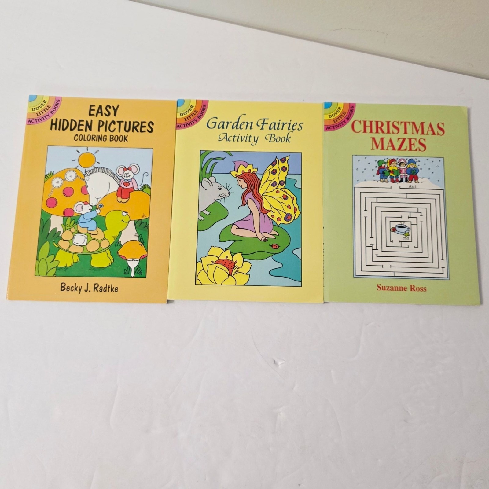 3 Vtg Dover Little Activity Books Christmas Mazes Garden Fairies Coloring Book
