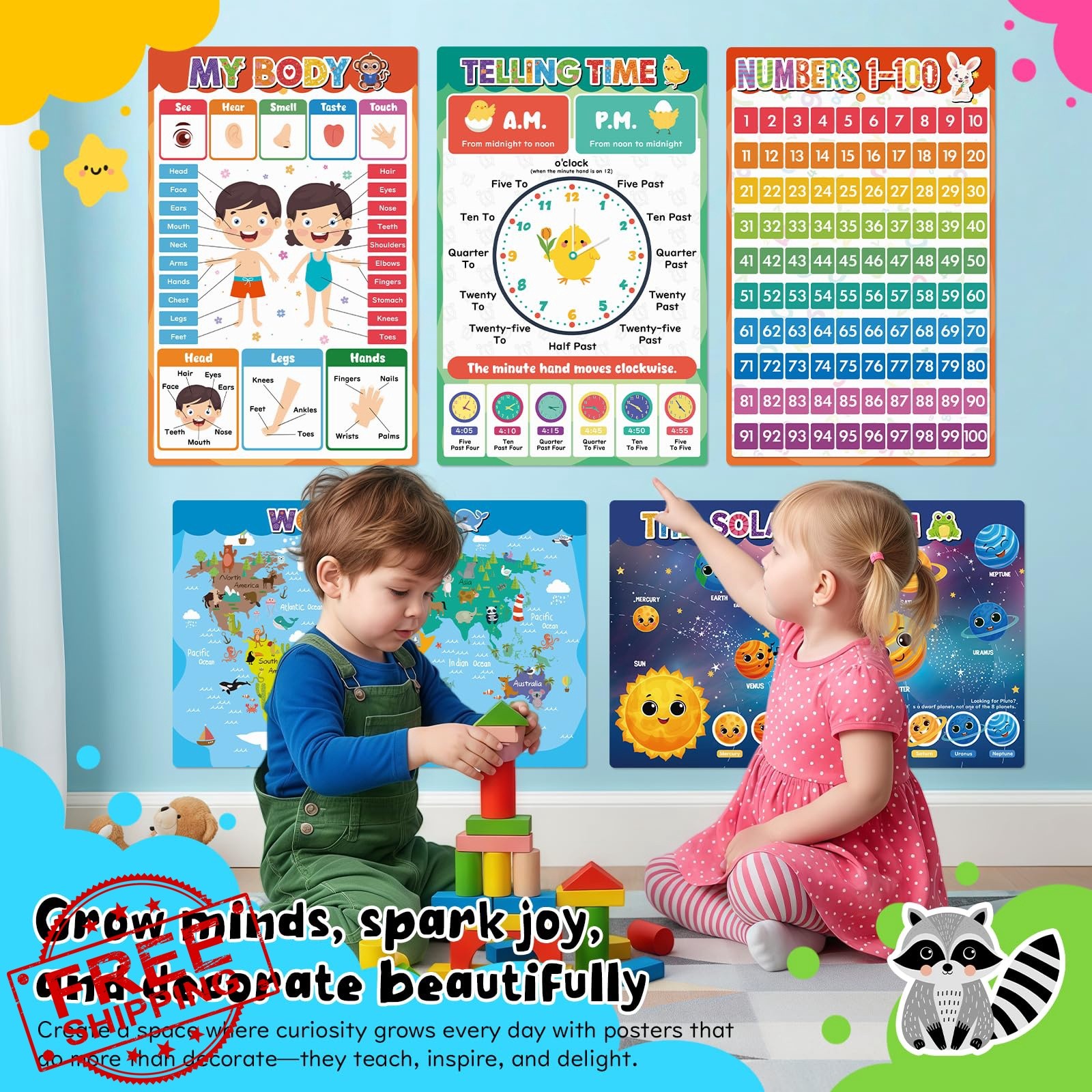 slapaflife 16 Learning Posters Toddlers 1-3