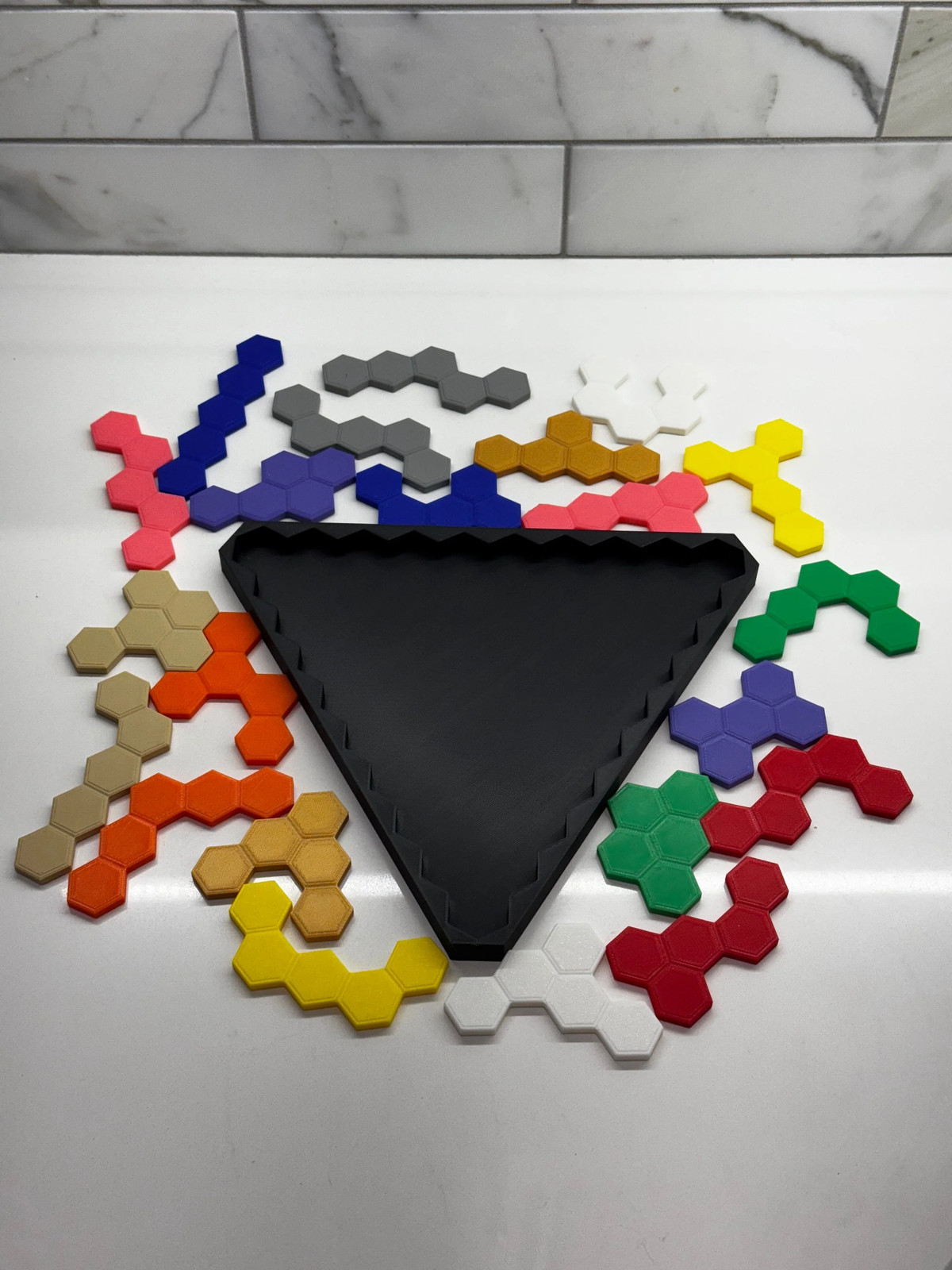 Pentahex Puzzle – Double-Sided 22-Piece Brain Teaser in Box With Lid – Unique
