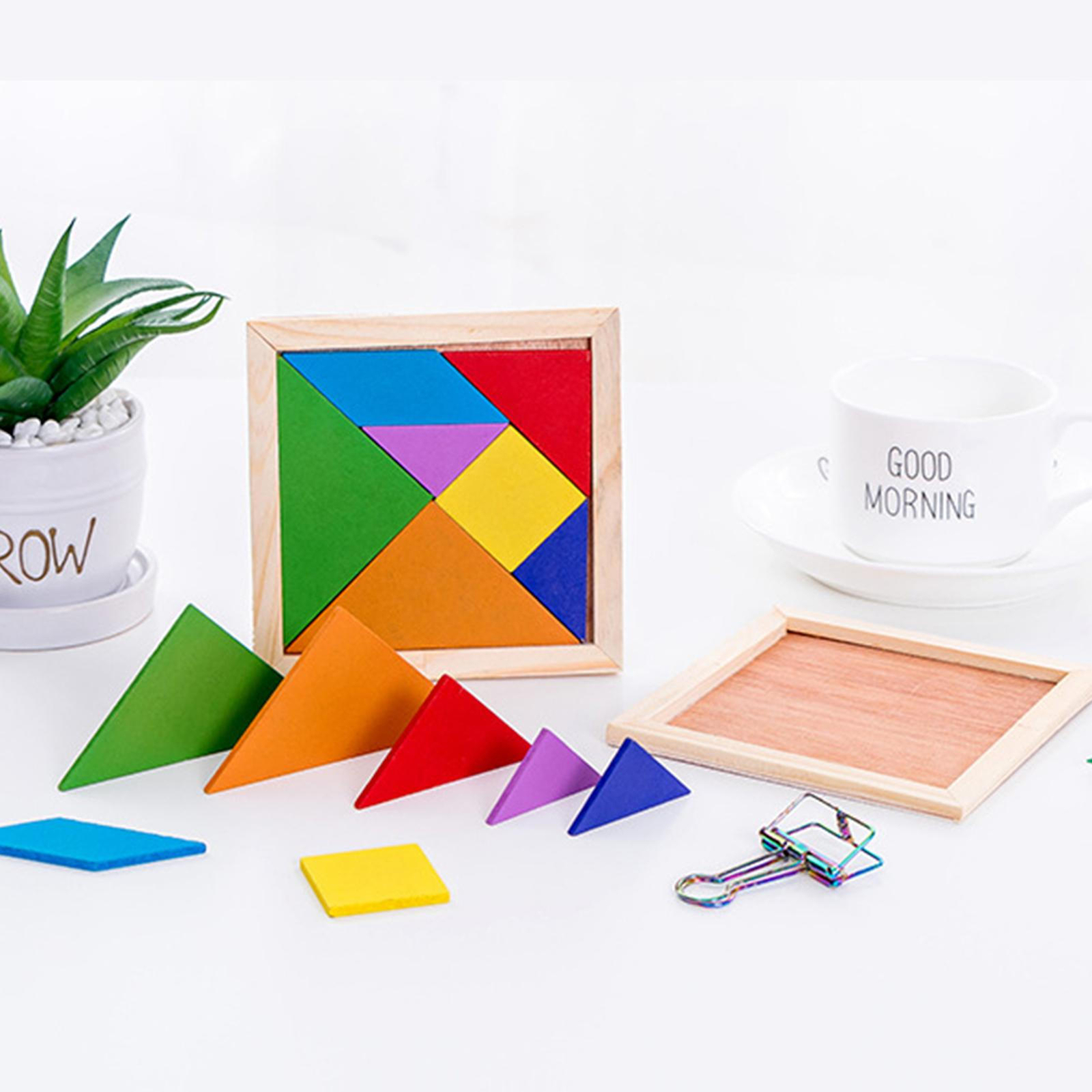 Wooden Tangram 7 Piece Square Puzzle Educational Game For Kids