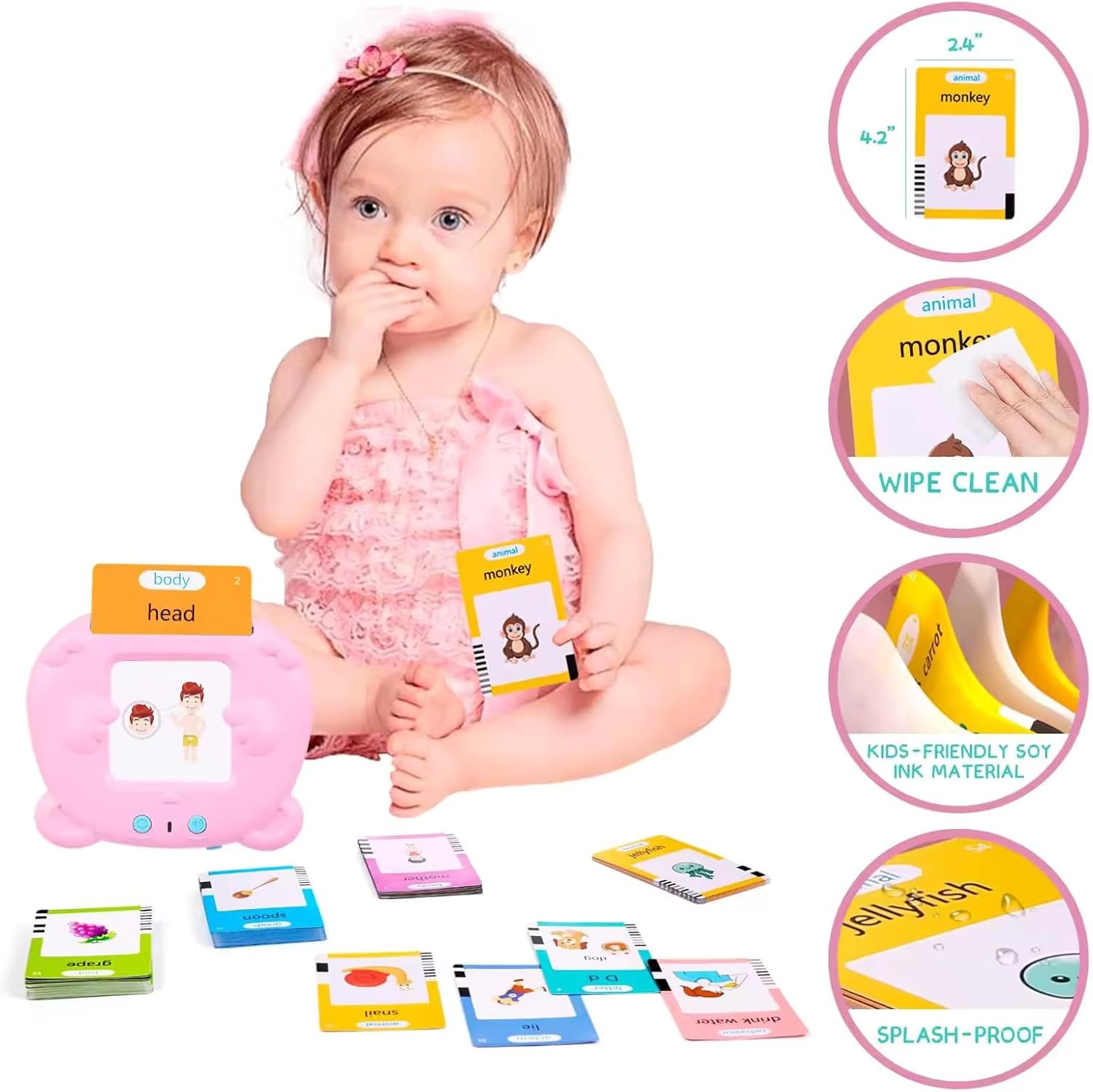 Kids Educational Learning Flashcard Reader, Educational Words Cards 224 Words