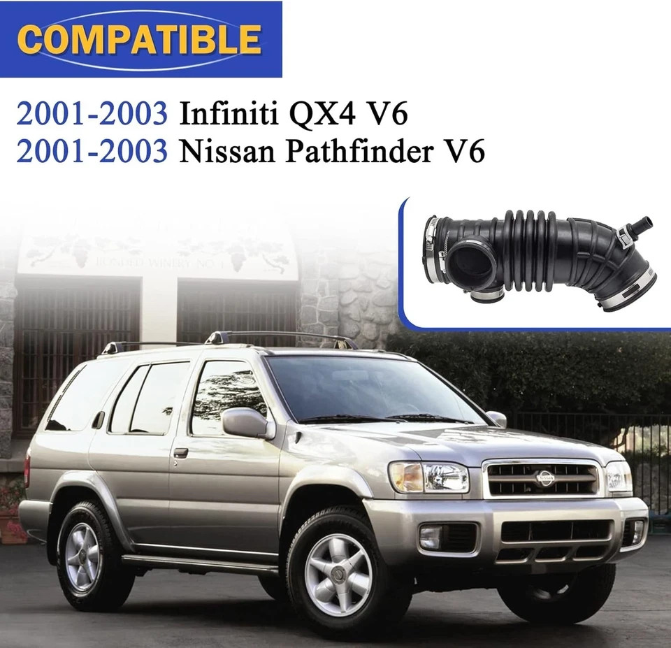 Air Cleaner Intake Hose For 01-03 Infiniti QX4/Nissan Pathfinder 3.5L, Black