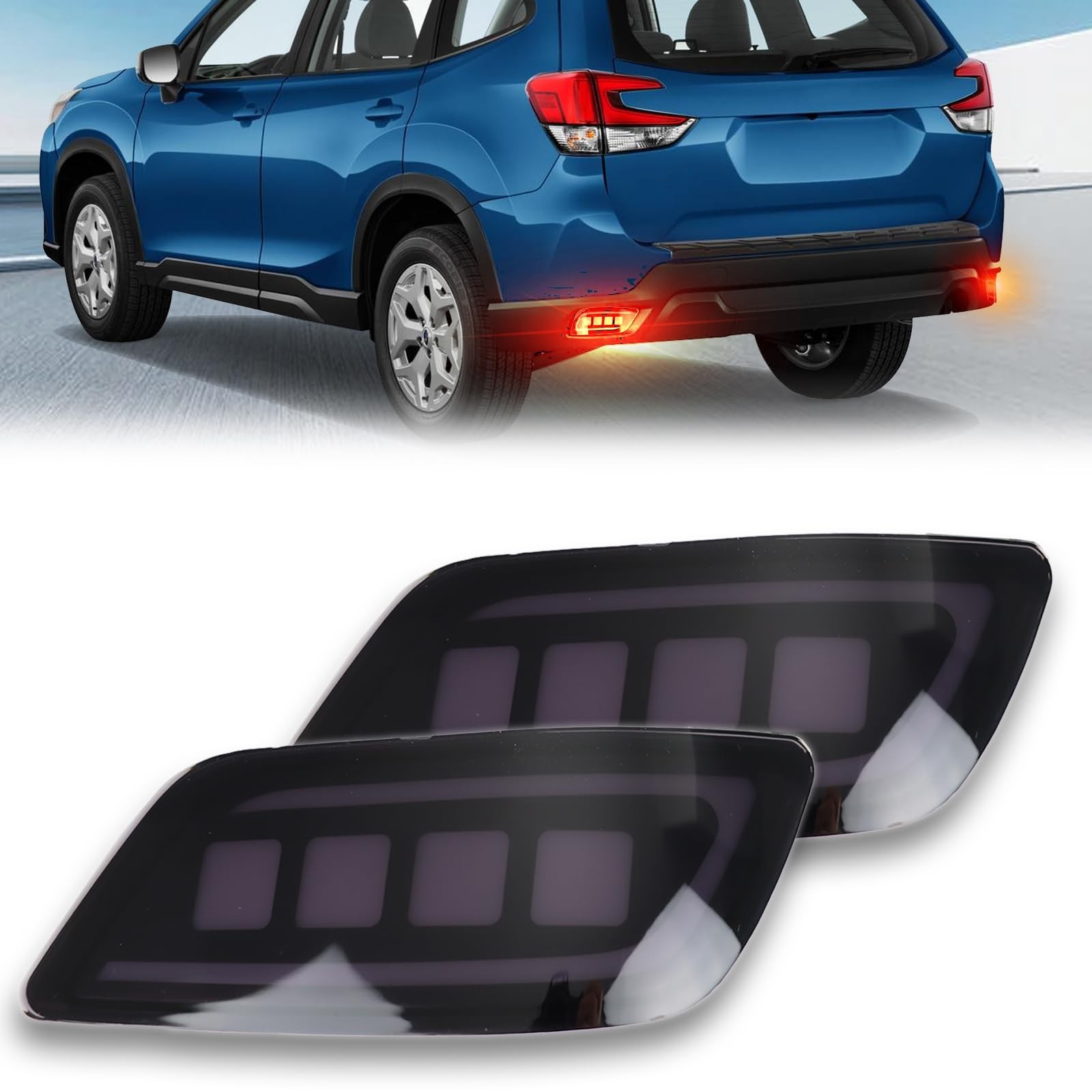 Full Lens LED Rear Reflector Bumper Fog Light Assembly kit for Subaru Foreste…