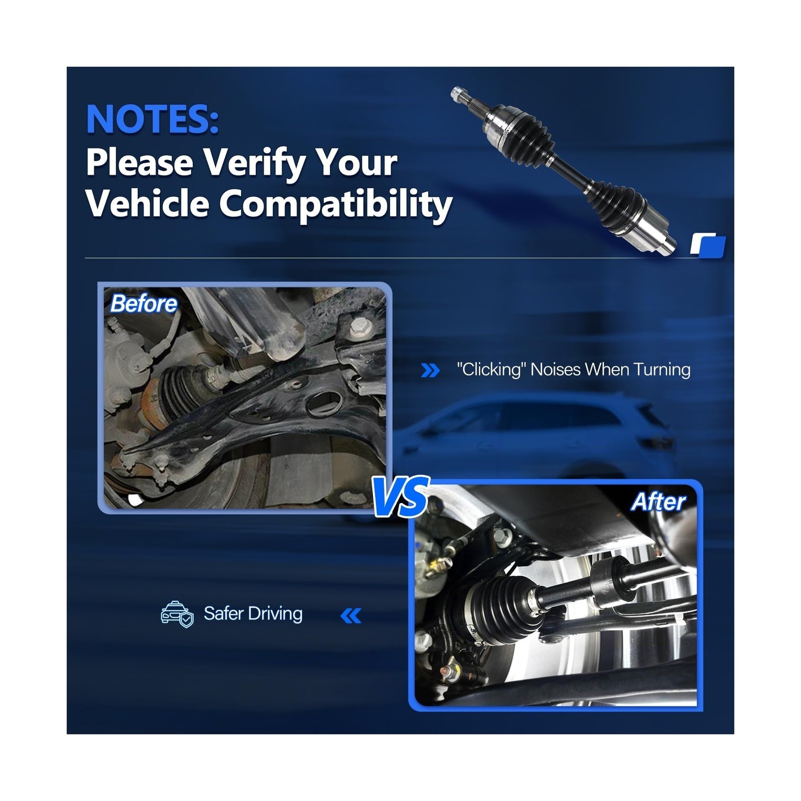 CV Axle Assembly – Fit For Nissan Rogue 2008-2015, AWD 2.5L, Set of 2