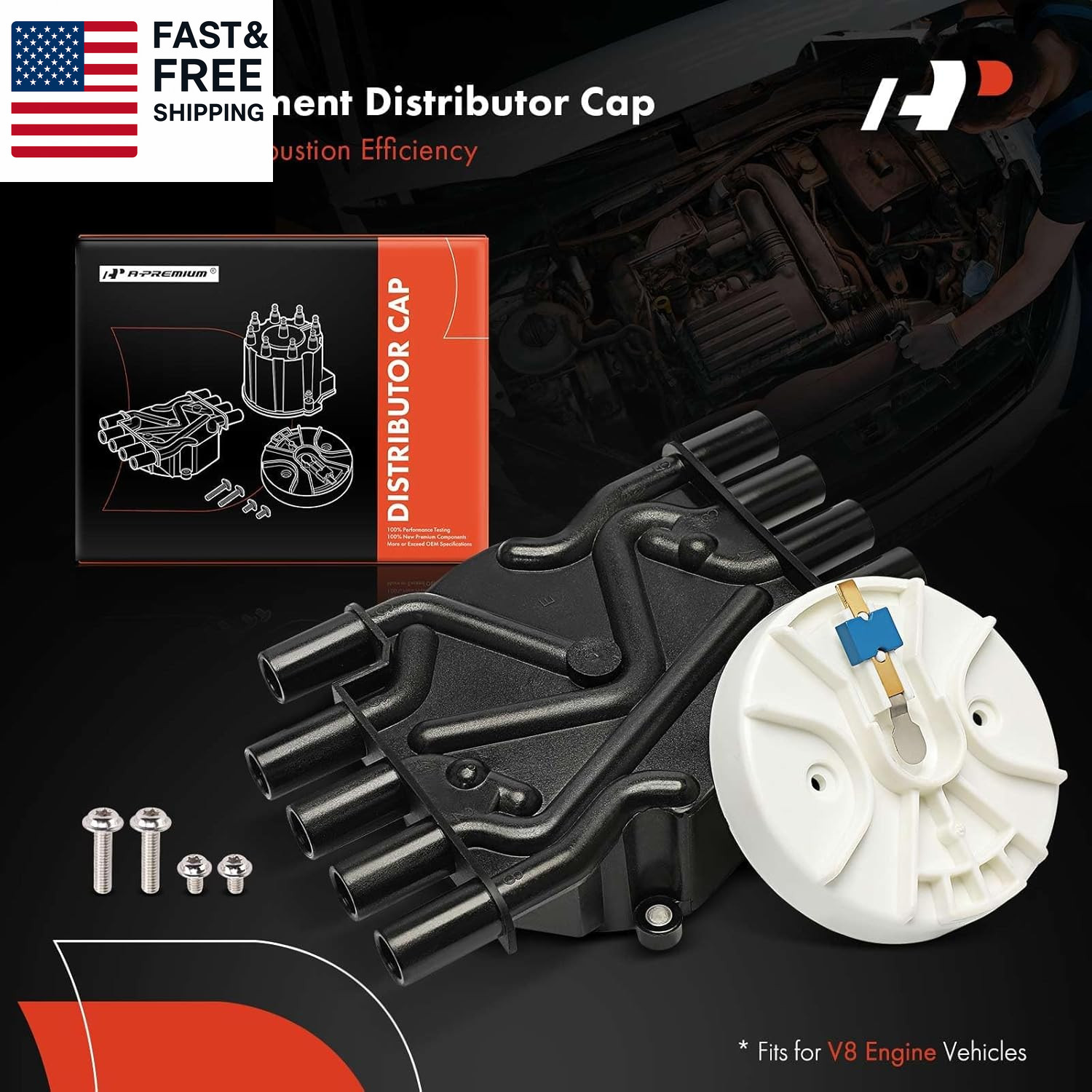Ignition Distributor Cap Compatible with GMC, Chevy & Cadillac Vehicles – V8 5