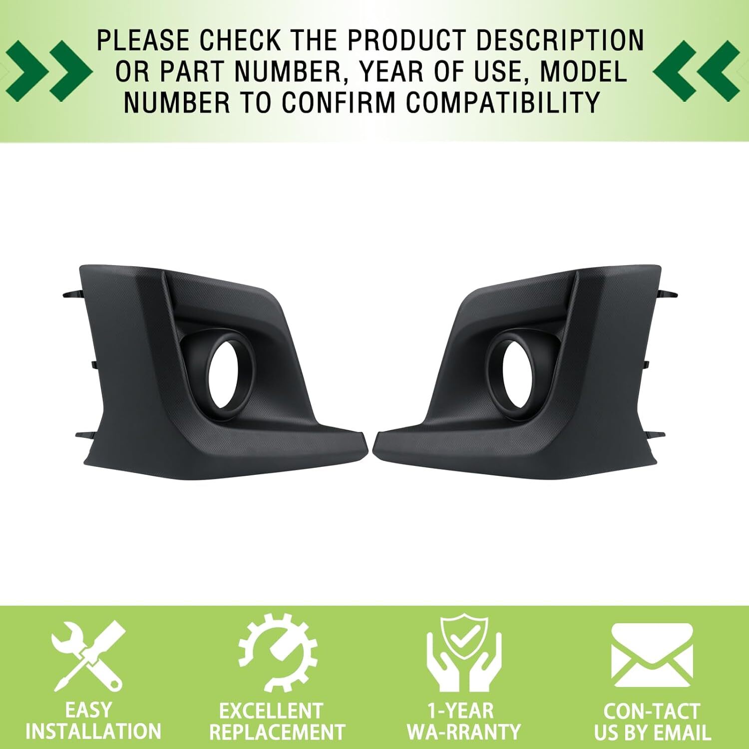Pair Front Bumper Fog Light Bezel Cover Left Driver Side&Right Passenger Side