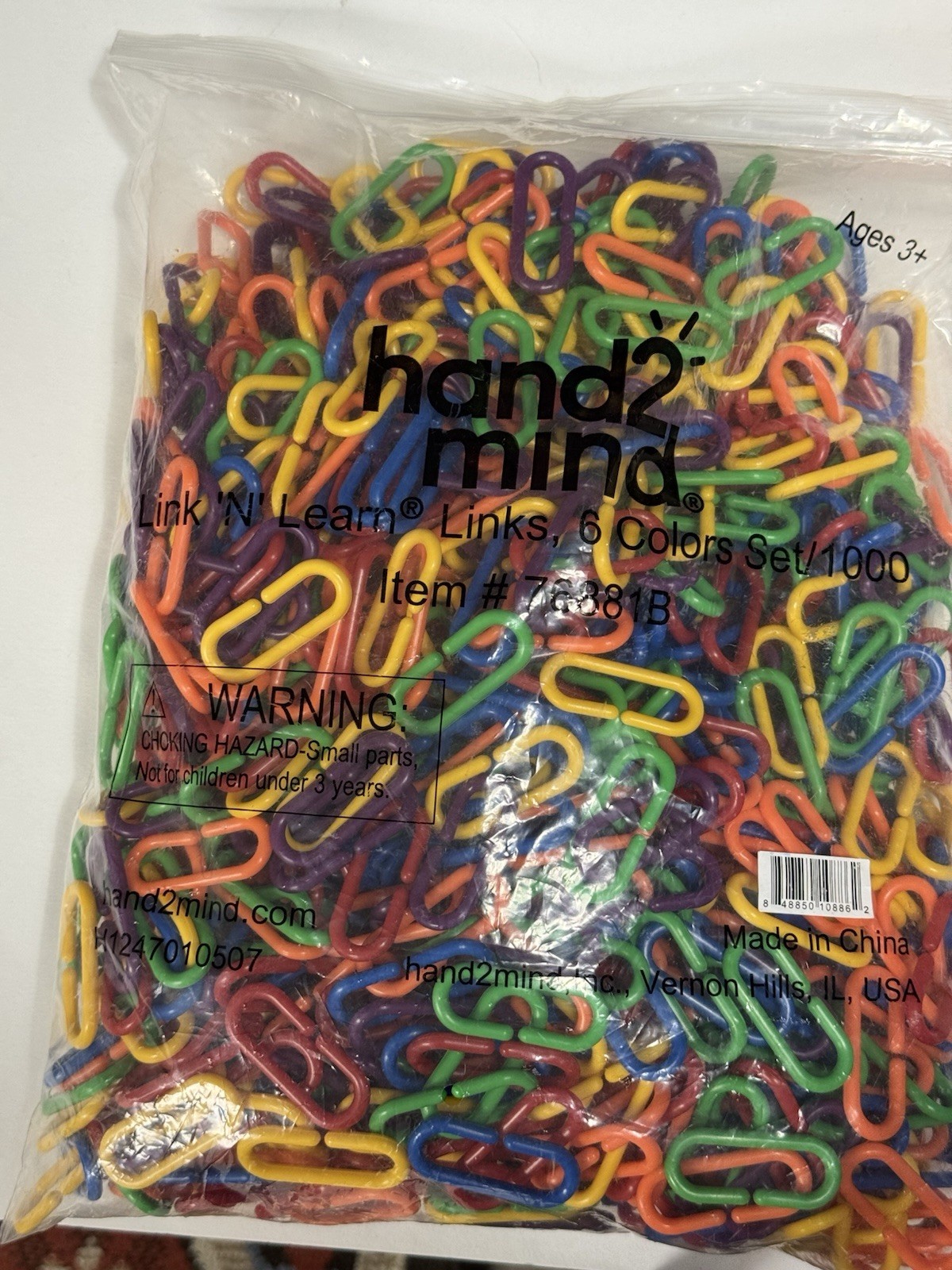Hand2Mind Link N Learn Links 1000+ Pieces 6 Colors Math Counting Manipulatives