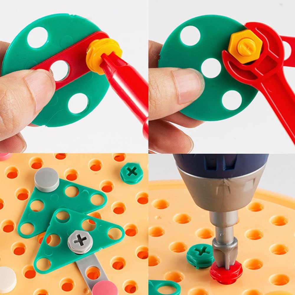 Creative Electric Drill Bits Puzzle Toy Assembly Kids Tool Box Birthday Gift JQ