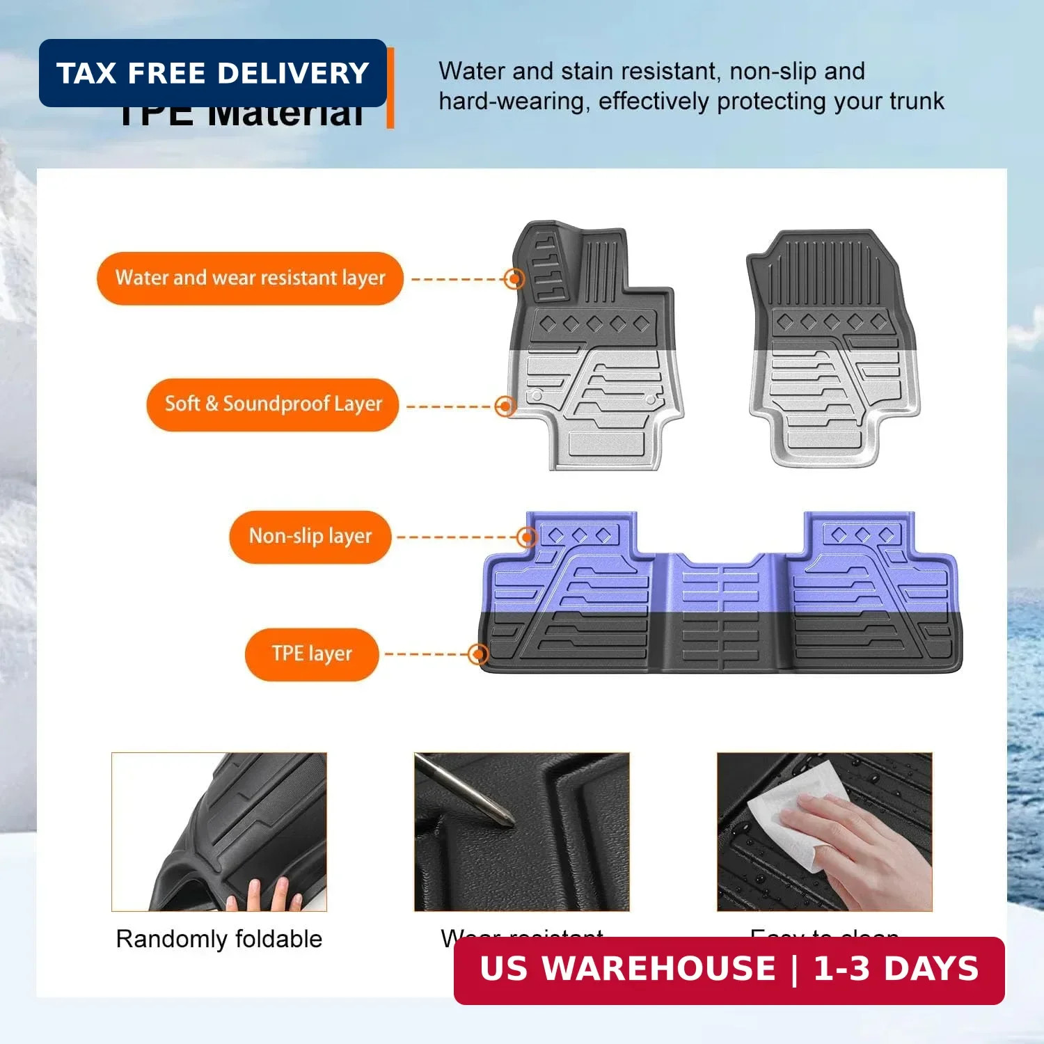 powoq Floor Mat Compatible with 2019-2025 Toyota RAV4 Cargo Mat Trunk Mat Replac