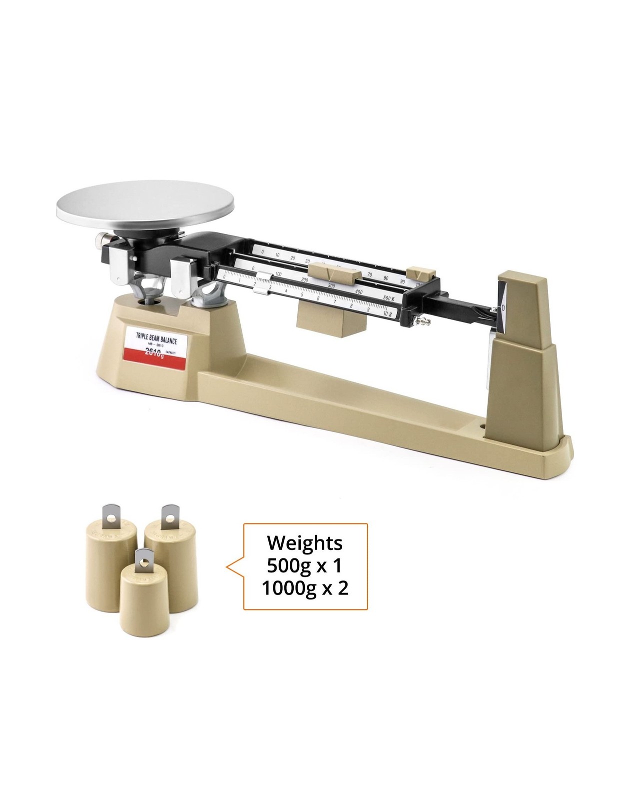 QWORK Triple Beam Mechanical Balance, 2610g/0.1g Lab Analytical Weight Set, T…