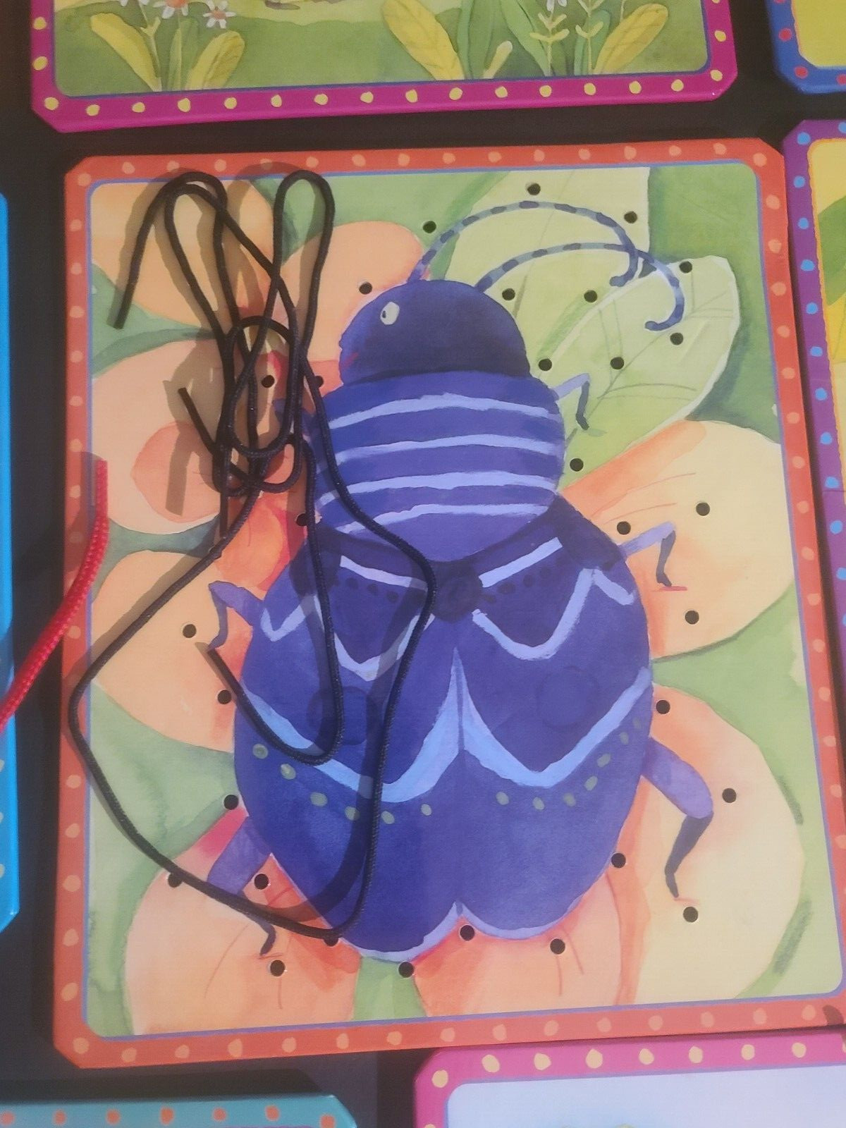 (SET OF 8) eeBoo Friendly Bugs Lacing Sewing Card Set (DAMAGED BOX)