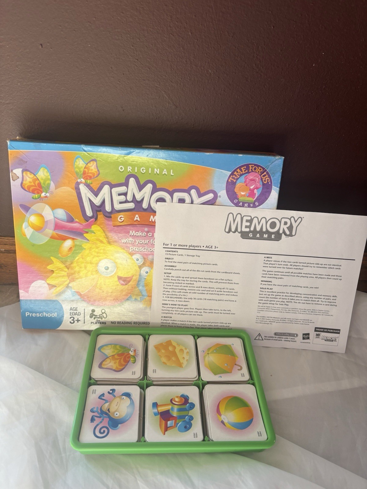Original Memory Game Hasbro 2007 Complete With 72 Picture Cards And Instructions