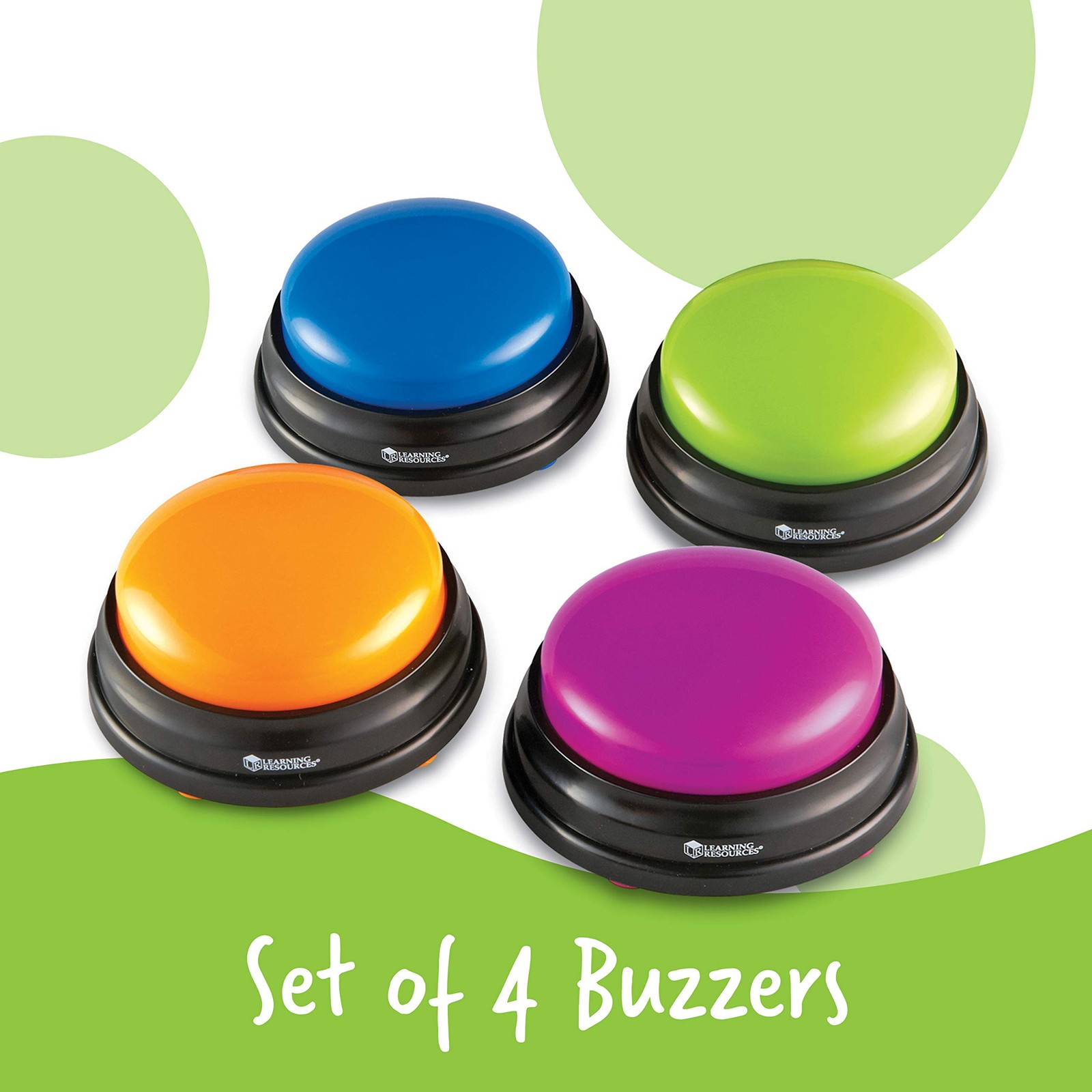 Learning Resources Answer Buzzers, Set of 4 Assorted Colored Buzzers, Ages 3+,
