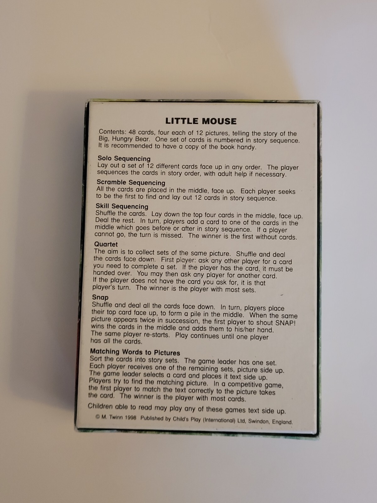 Little Mouse Card Game 1998 England Childs Educational Game Ages 3+ Complete VG