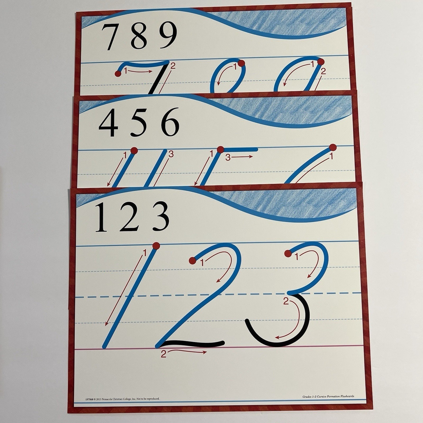 Abeka Grades 1 and 2 Cursive Formation Flashcards Large A to Z and 1 to 10