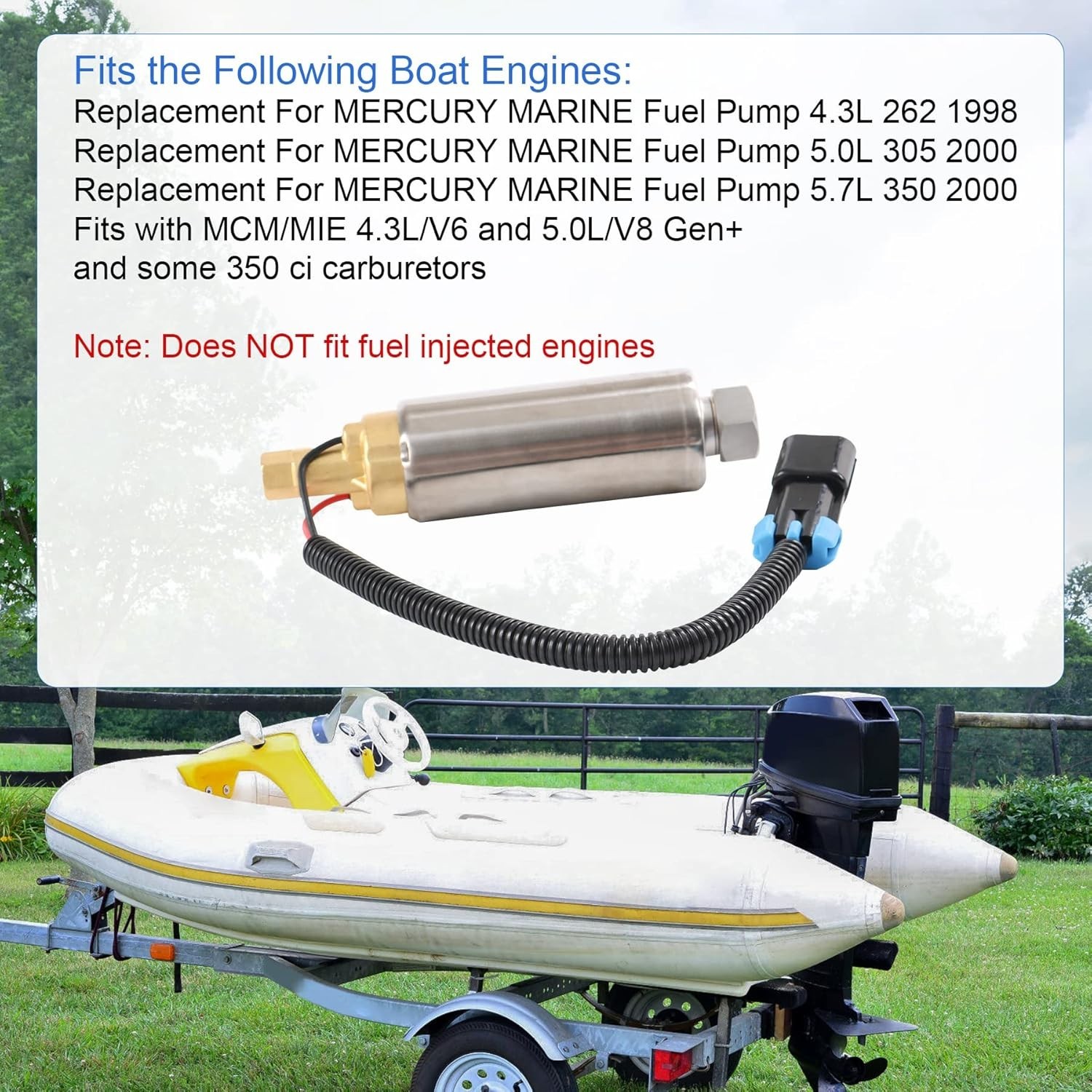 Electric Fuel Pump 861155A3 Replacement For Mercury Mercruiser Marine Boat 4.3L