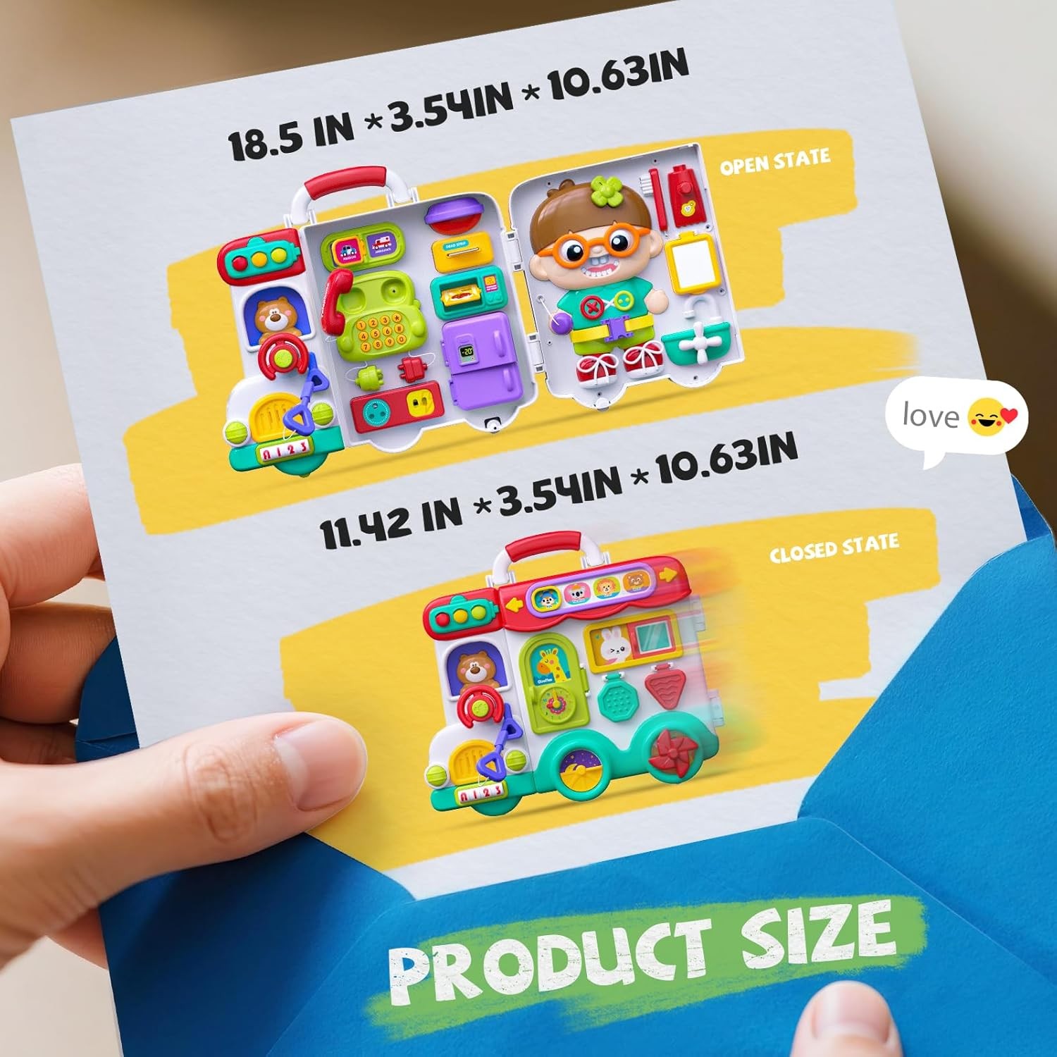 54-in-1 English/Spanish Busy Board, Montessori Educational Toy for 1–2 Yr