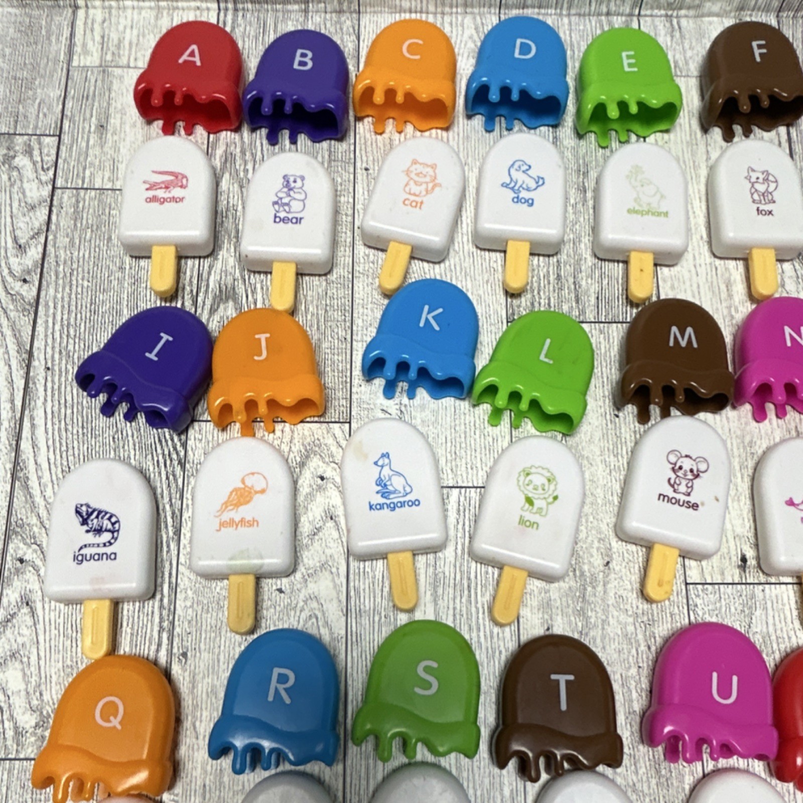 Alphabet Popsicle Educational Toy Set Uppercase Lowercase Letters Animal Names