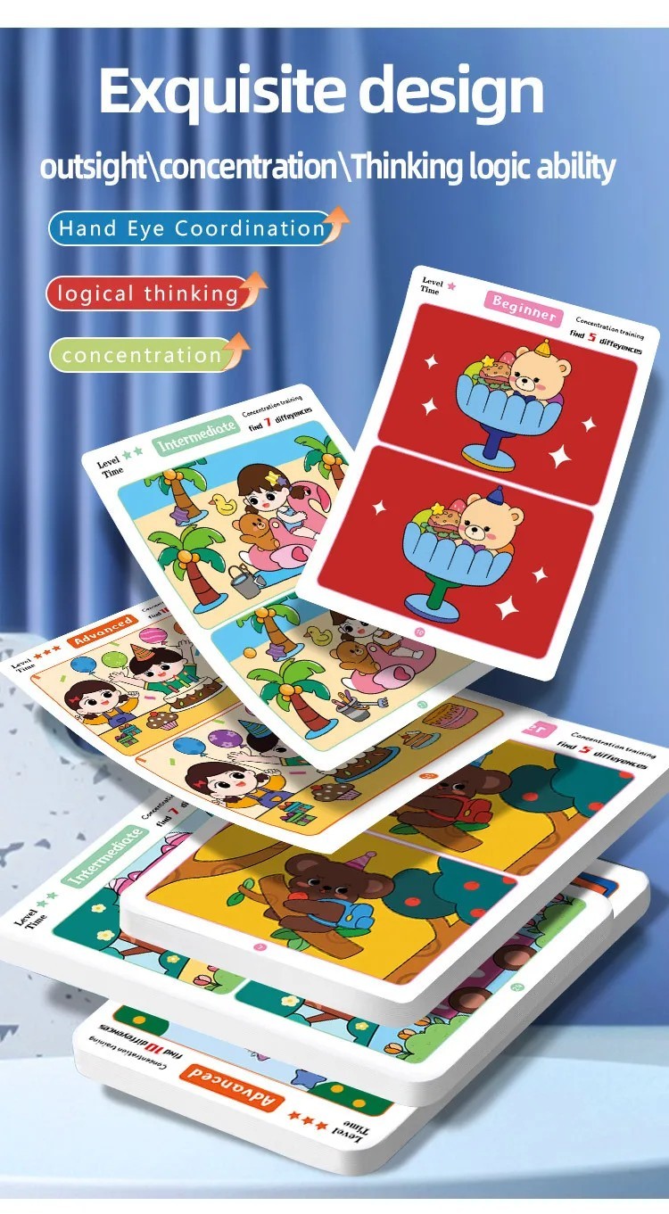 Educational Fault Finding Game Reusable Wiping Paper for Focus Attention Trainin