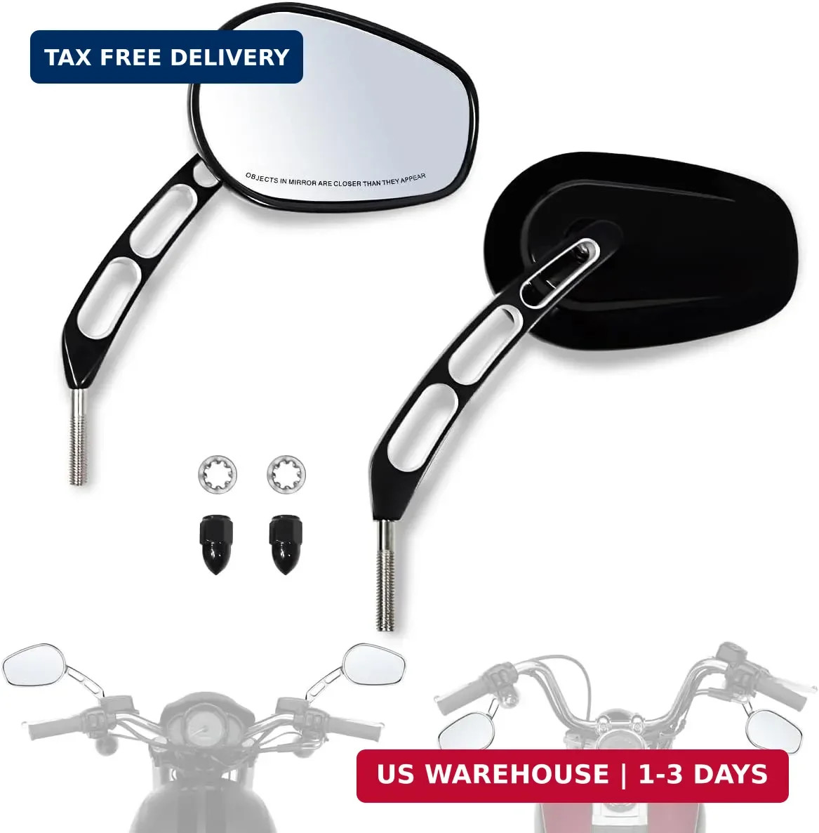 FOVPLUE Handlebar Mount Mirrors,Left & Right Side Rearview mirrors for 1982-2025
