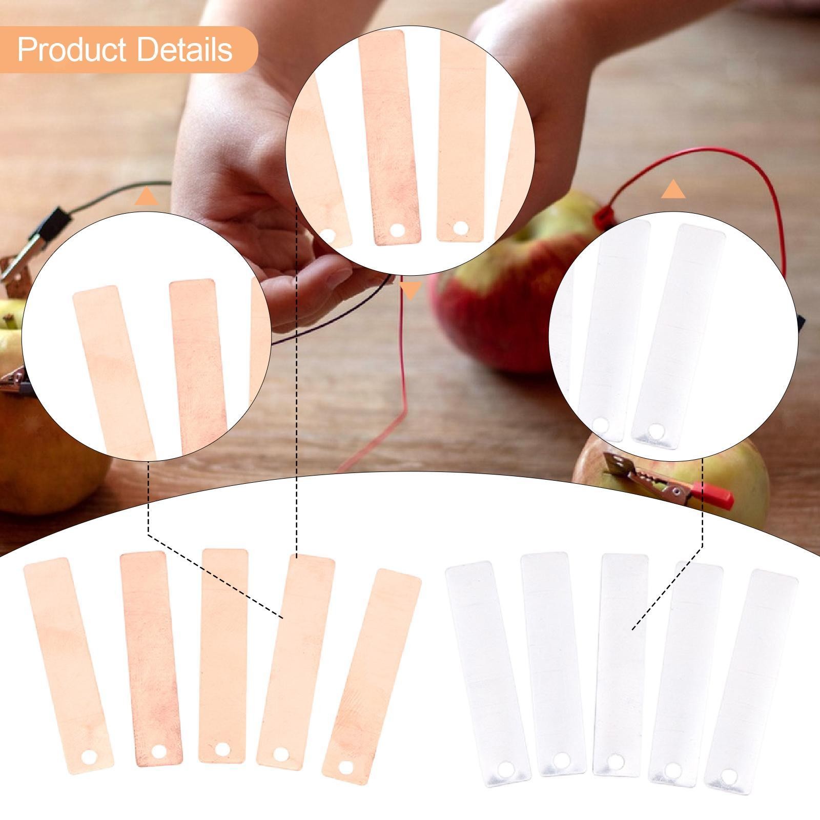 10Pcs Copper Zinc Sheets Power Generation Kit for Fruit Battery Experiments