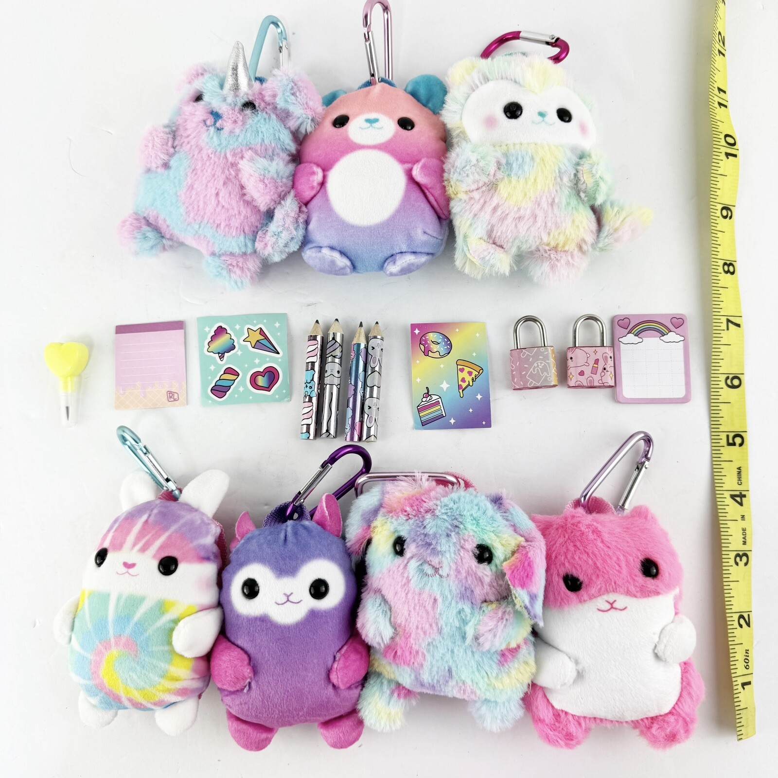 Lot of 7 Miniature Animal Backpack Clip Ons With Fun Accessories & Tools