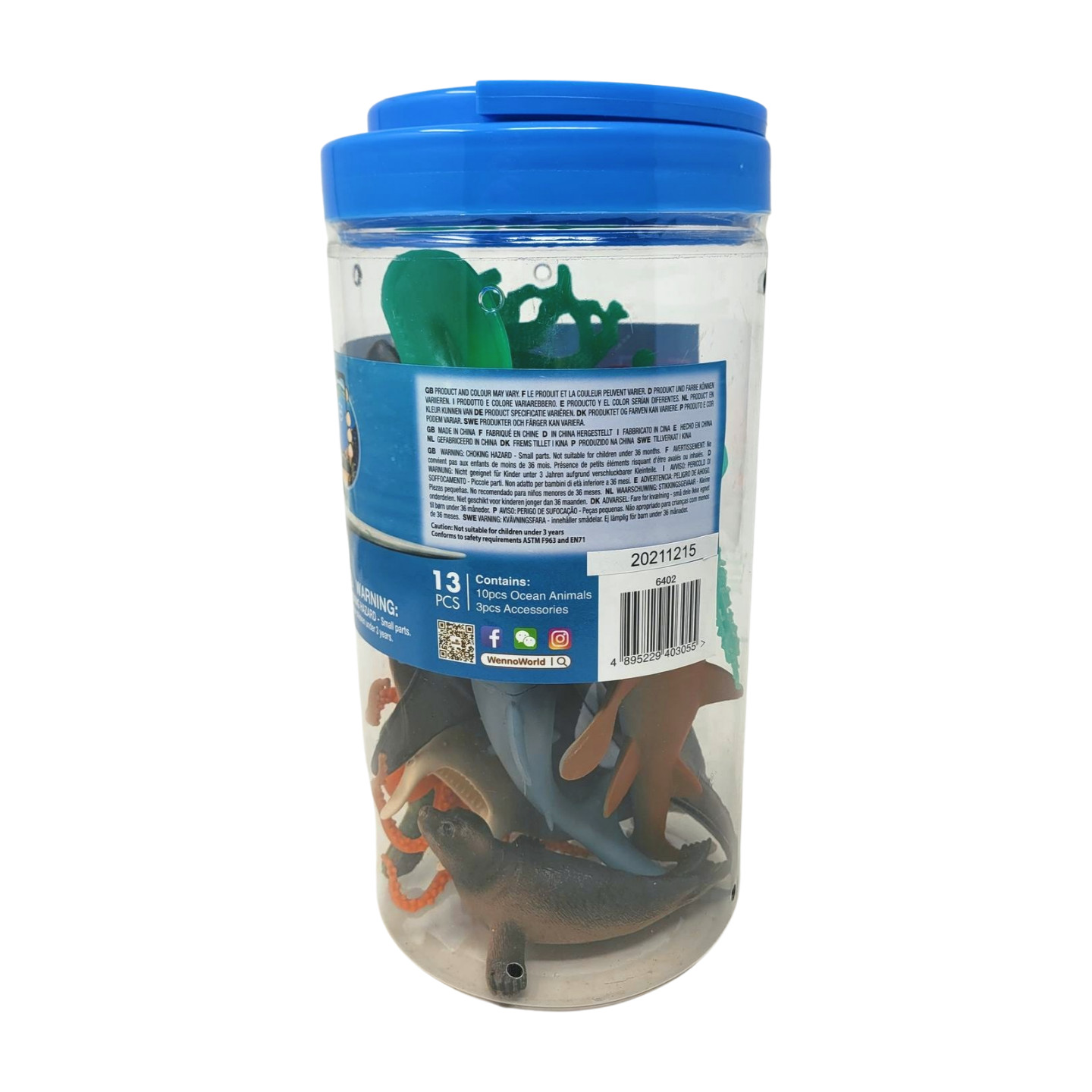 WENNO OCEAN Sea ANIMALS 13 PCS Sharks Dolphin Seal With Augmented Reality 7-10″