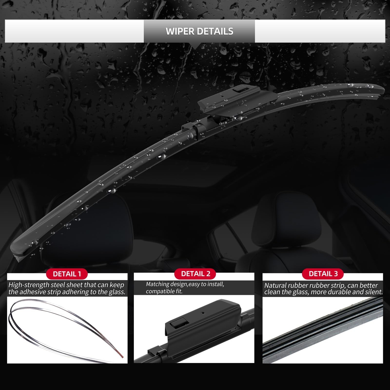 2 Pcs Front Windshield Wiper Blades for Audi A3 2022-2025, A Pair of Front Wi…