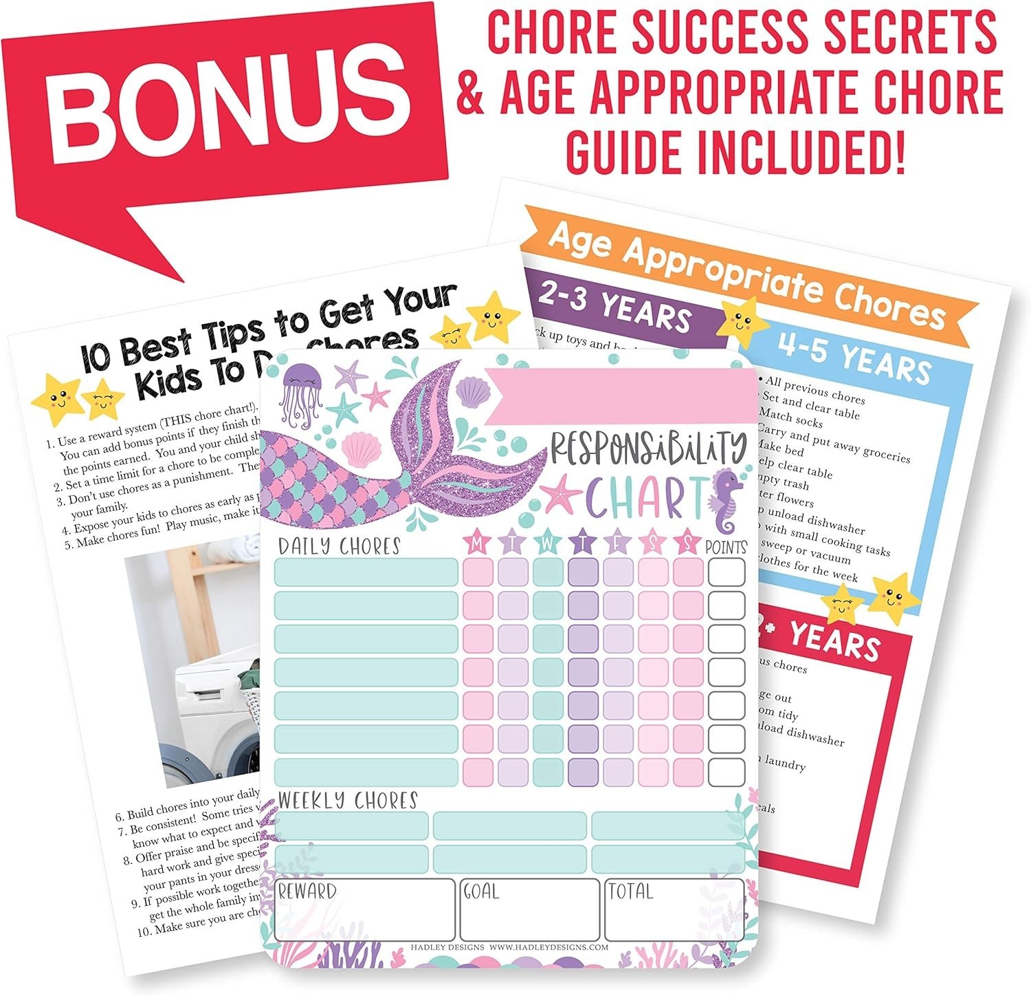 Reusable Magnetic Chore Chart for Kids – Mermaid Design for Family Organization
