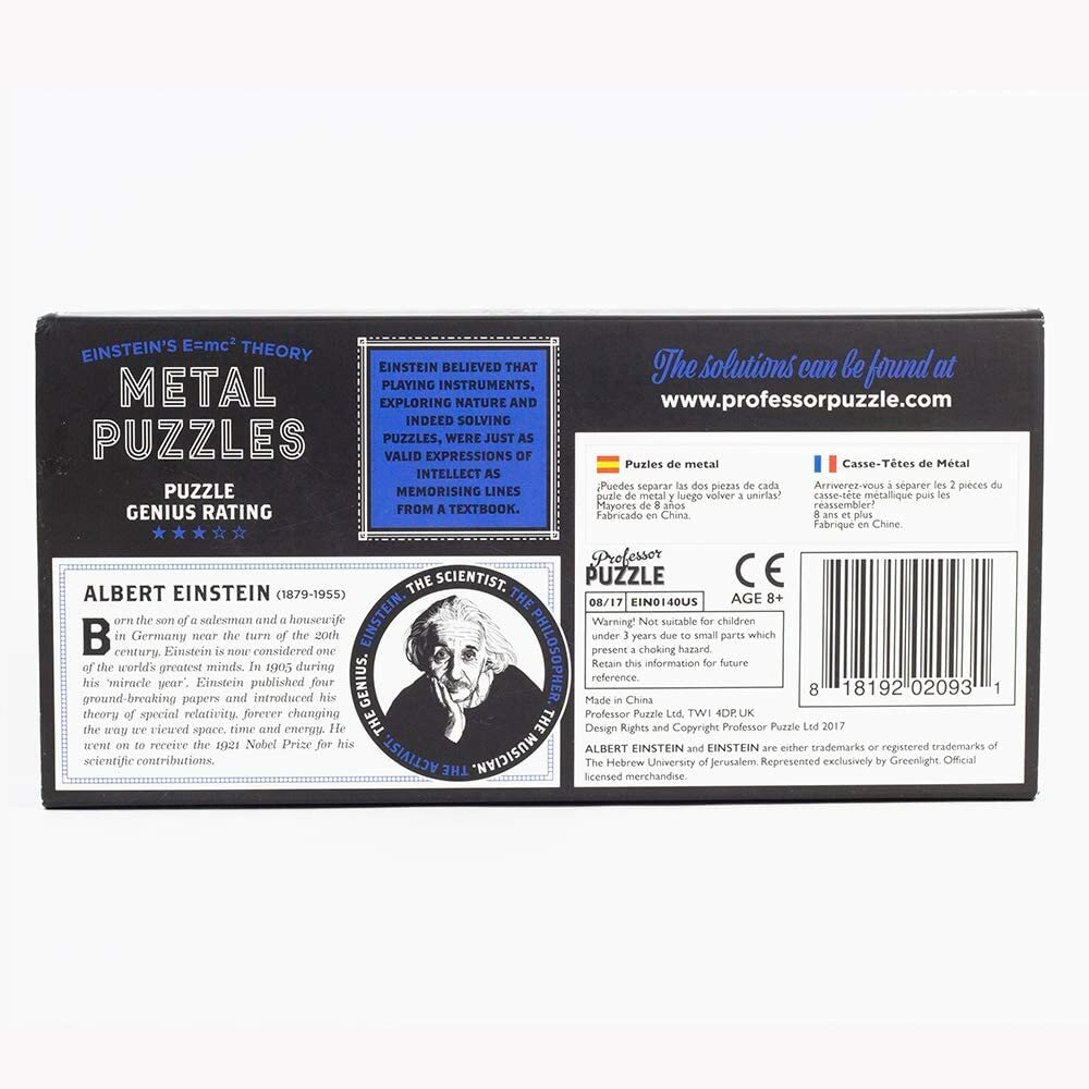 NEW Professor Puzzle Einstein’s e=mc2 Metal 3D Interlocking Brain Teaser Puzzle