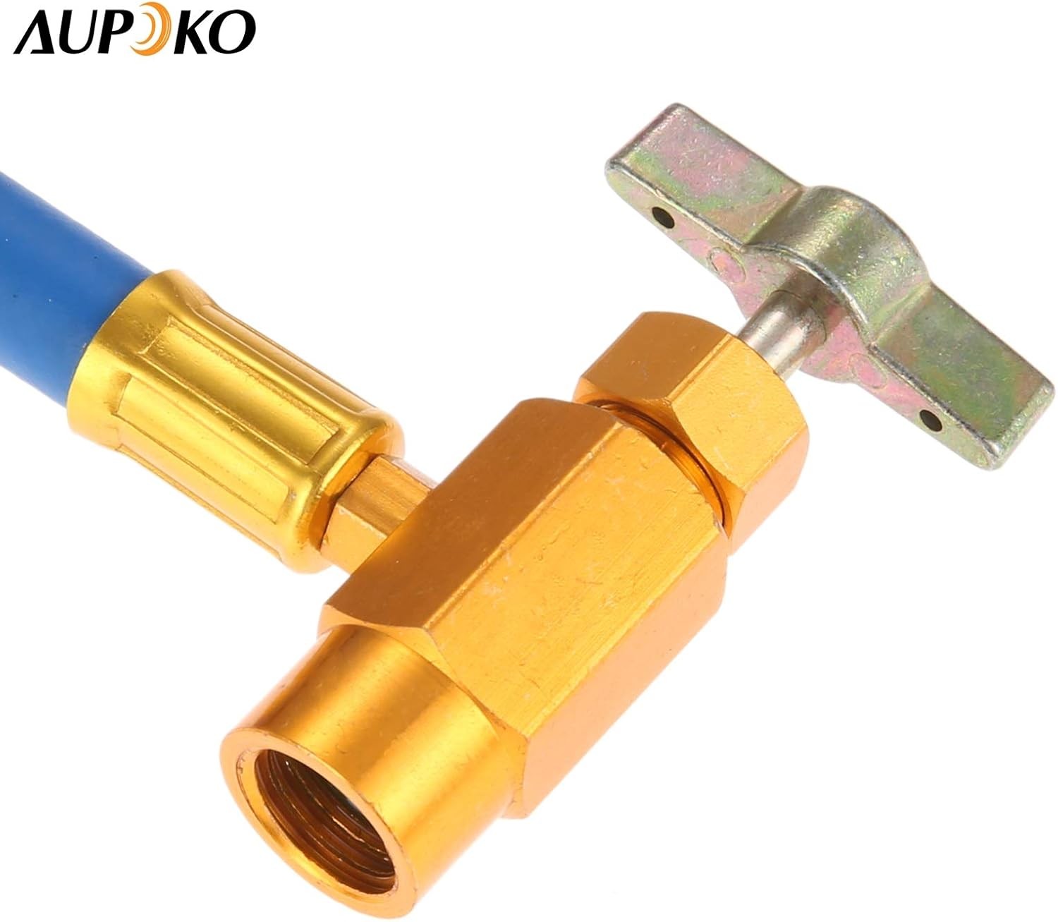 R134A AC Refrigerant Charge Hose Kit with Pressure Gauge 1/2″ Self-Sealing Valve
