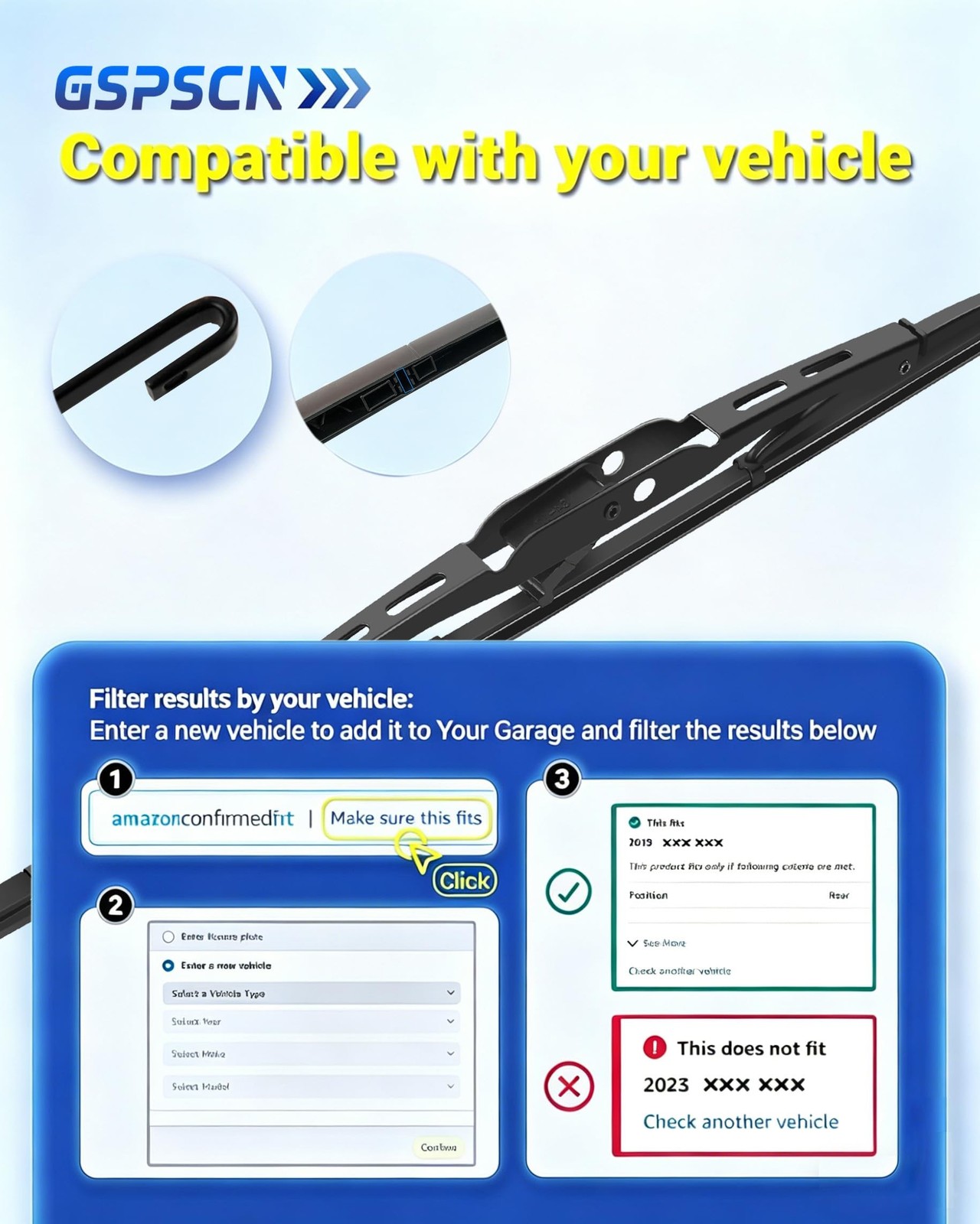 10″ Rear Wiper Blade For Chevy Traverse 2024-2018 /Buick Encore 2022-2013 /Hu…