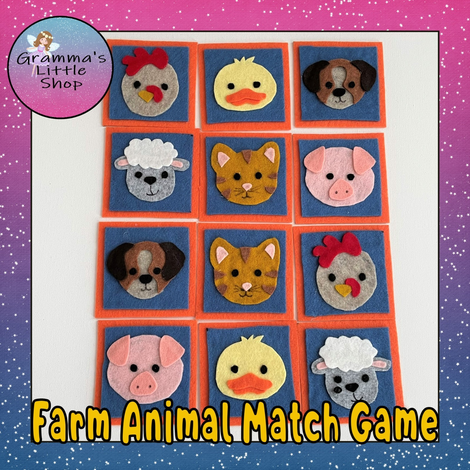 Farm Animal Match Game Felt Sample Set for Felt or Flannel Board Play