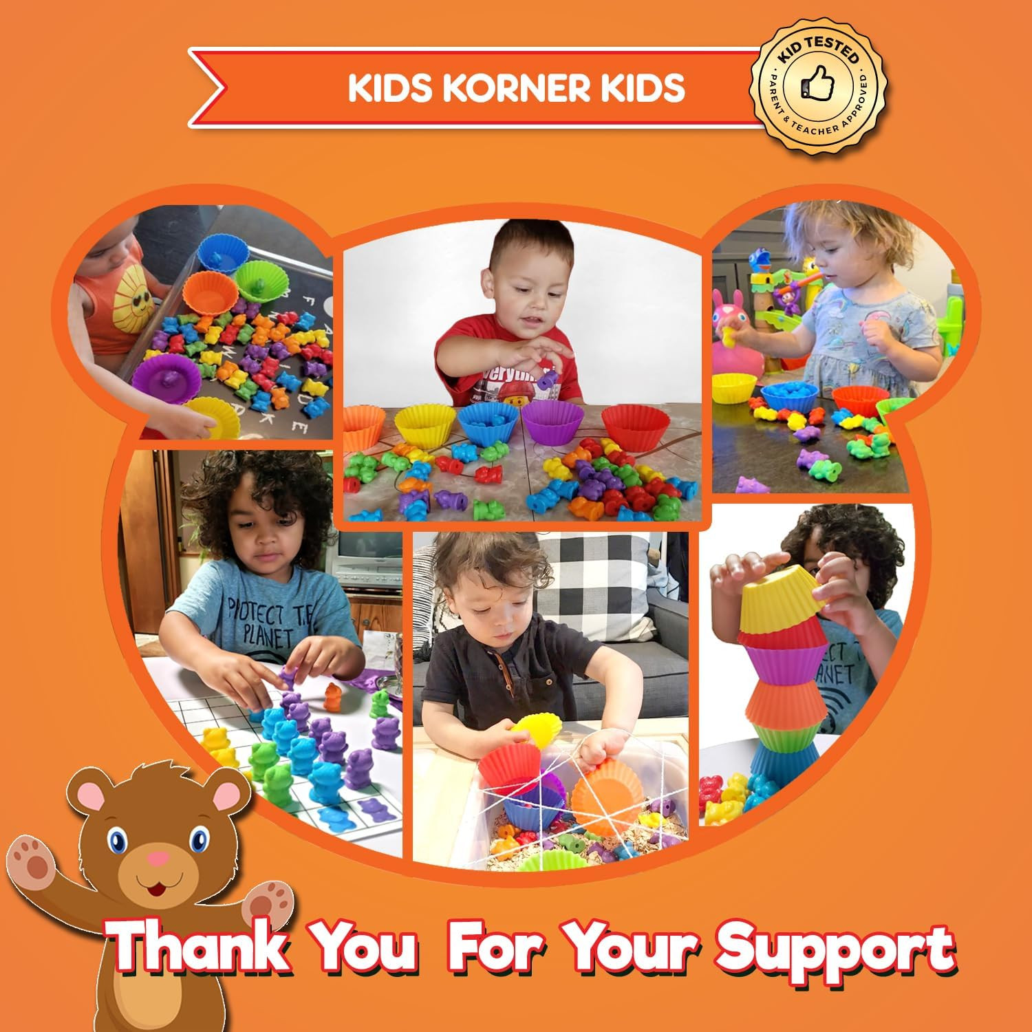 Jumbo Counting Bears with Stacking Cups – Montessori Educational Sorting Rainbow