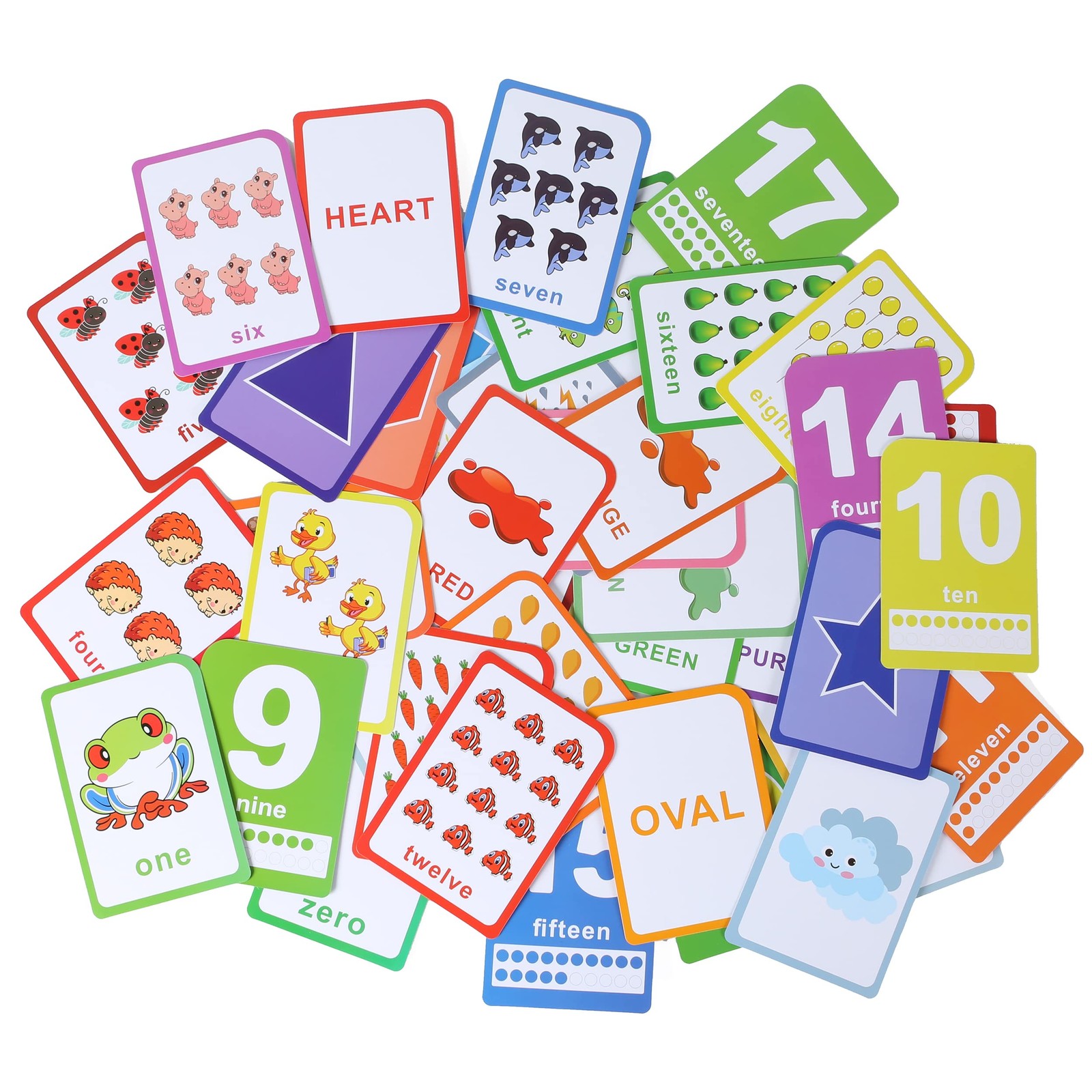 Flash Cards for Toddlers – 52 Double Sides Cards for Numbers, Colors, Shapes …